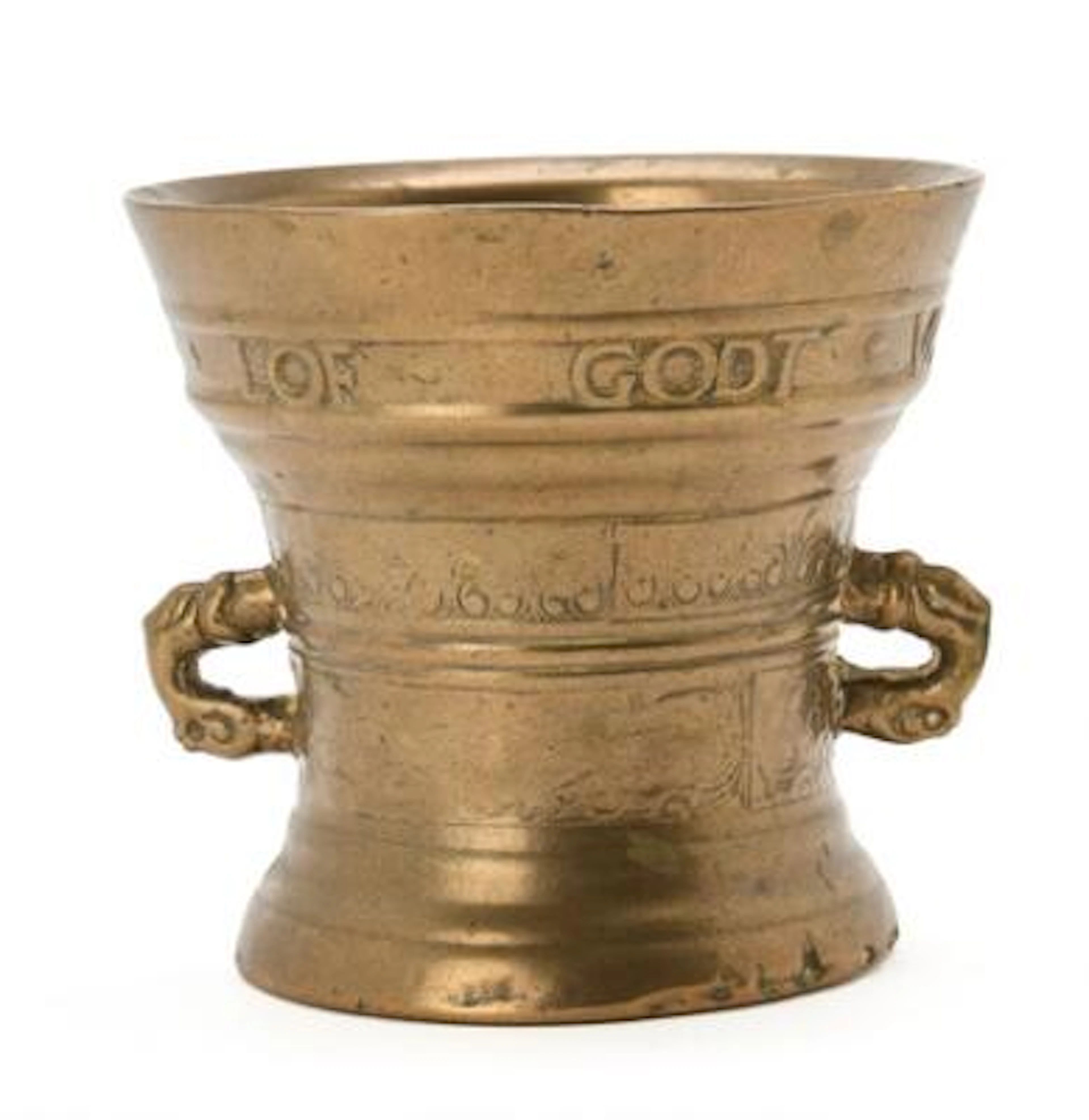 Dutch mortar of bronze, dated 1634. Weight 2277 g. H. 11 cm. – Bruun