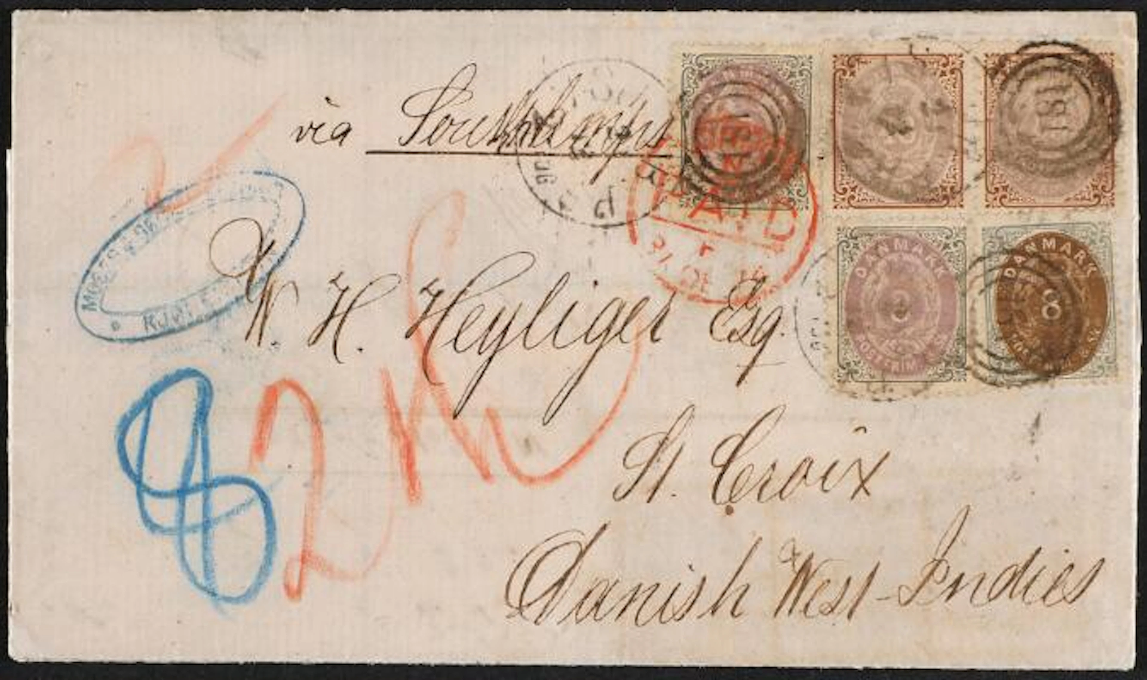 1870. 2 x 3 sk. grey/purple, 8 sk. grey/brown and pair 48 sk. brown/lilac.