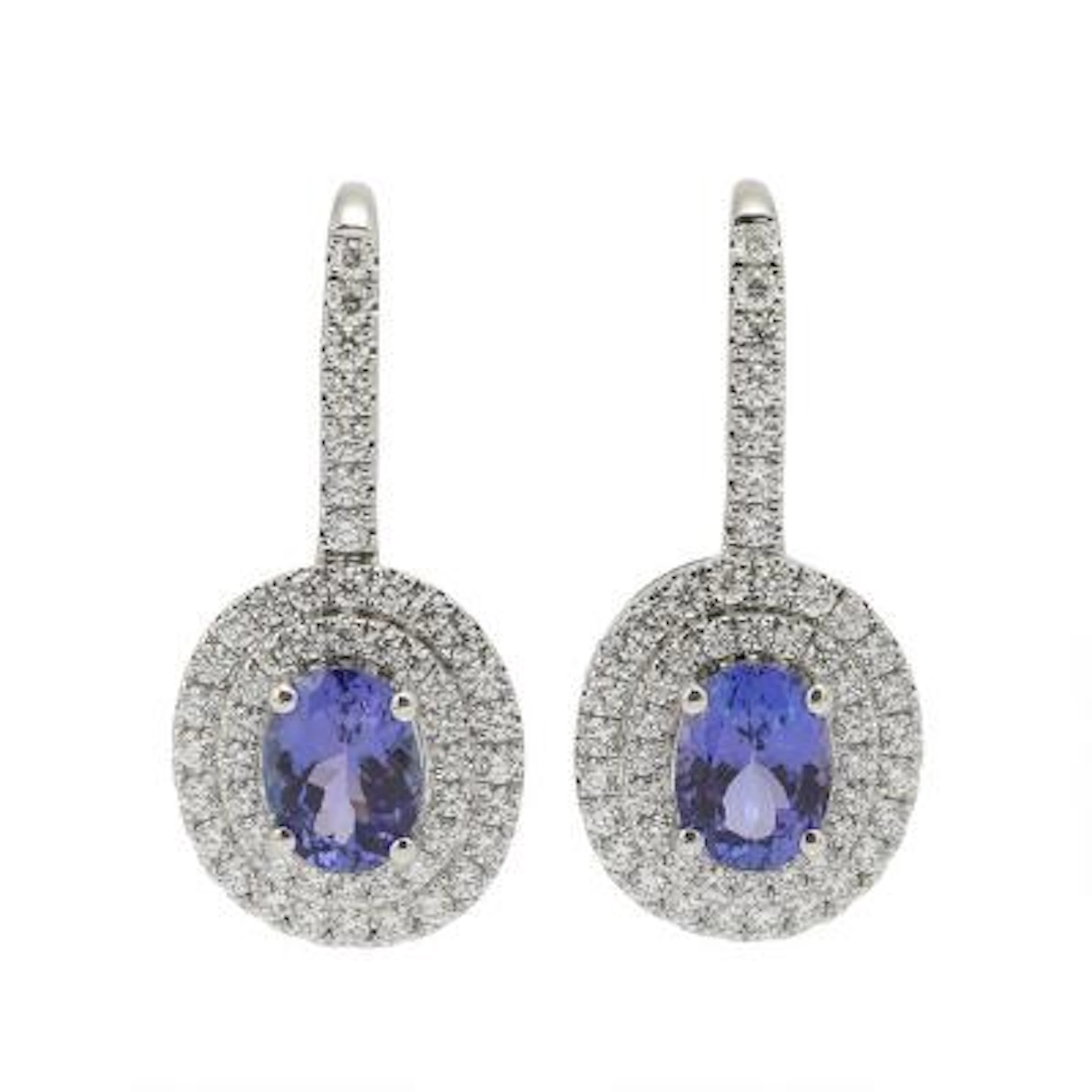 A pair of tanzanite ear pendants set with tanzanite and diamonds