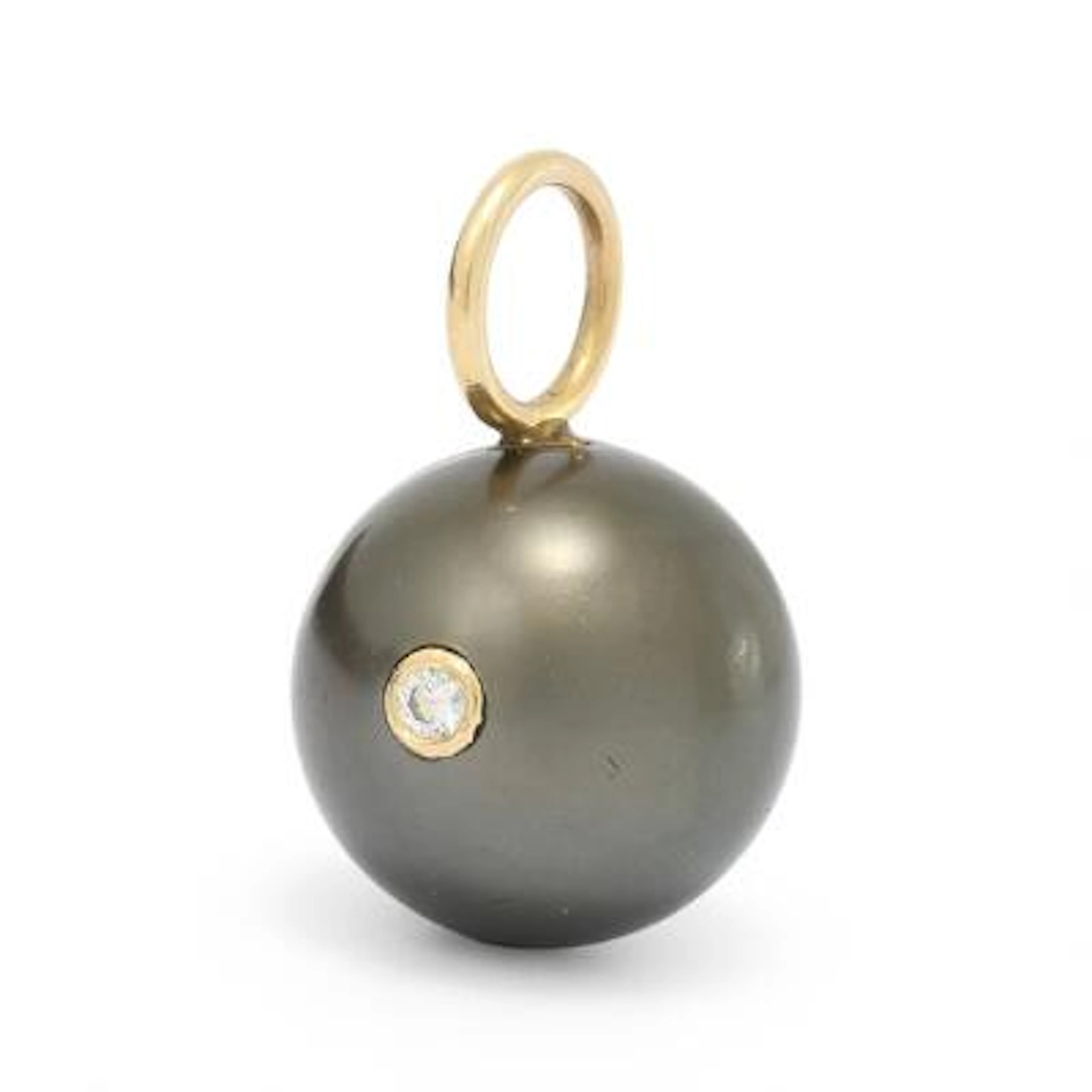 A pendant set with a Tahiti pearl and brilliant-cut diamond, mounted