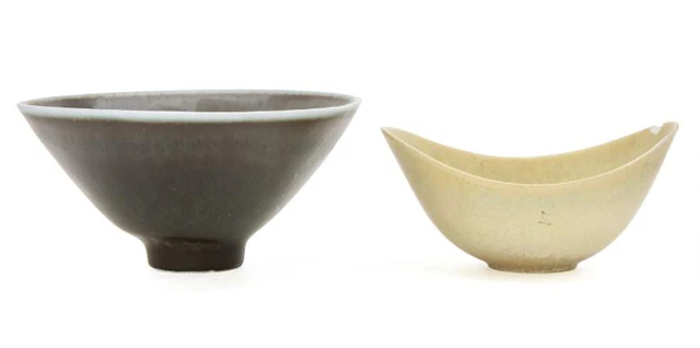 Carl-Harry Stålhane, Gunnar Nylund: Two stoneware bowls. Decorated