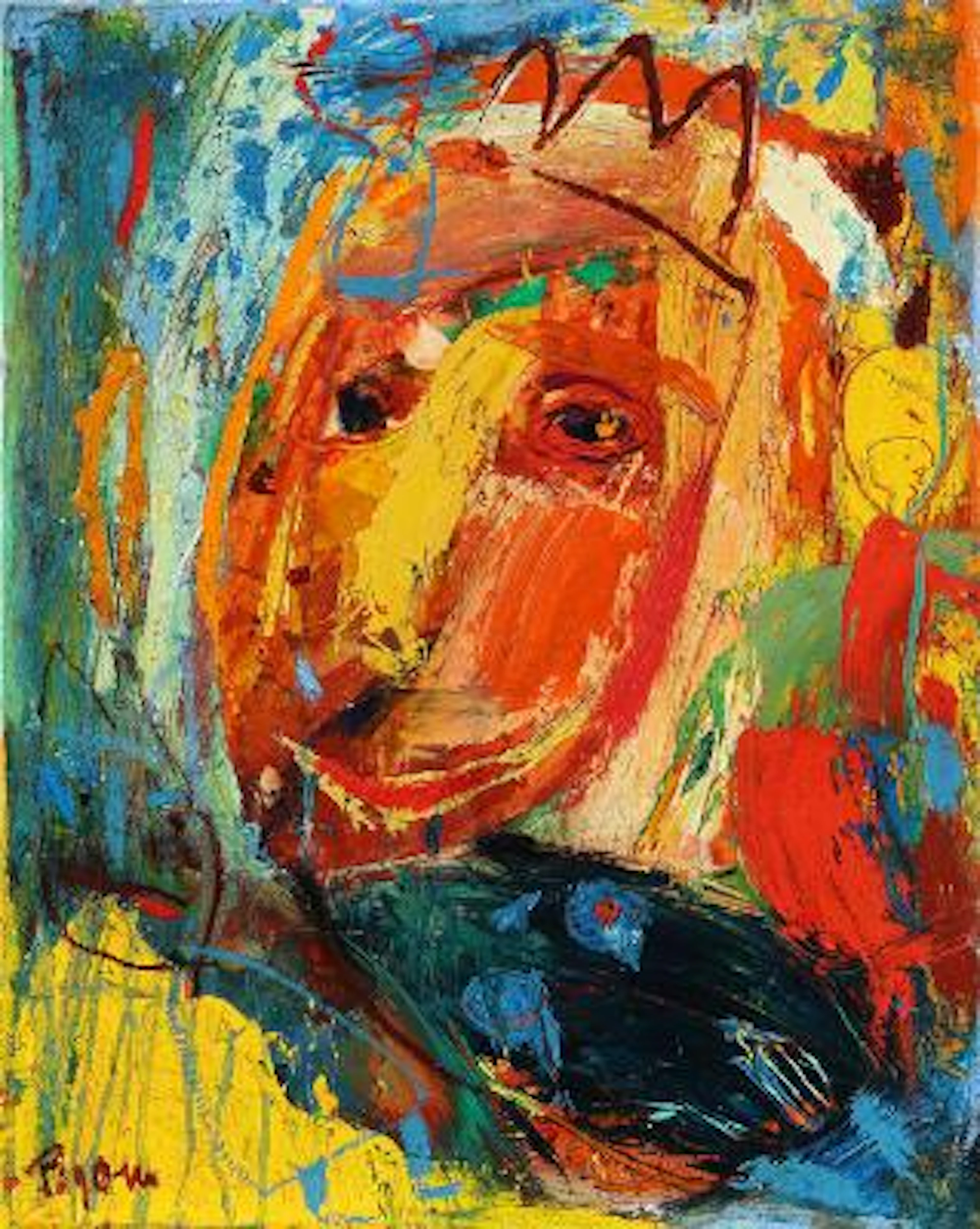 Bjørn Bjørnholt: "Lille nøgne skælvende stjerne". Signed Bjørn. Oil