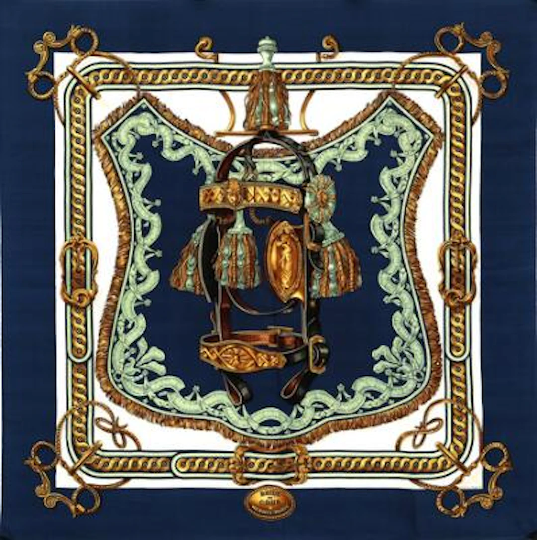 Hermès: A silk scarf with motif "Bride de Cour" by Françoise de la