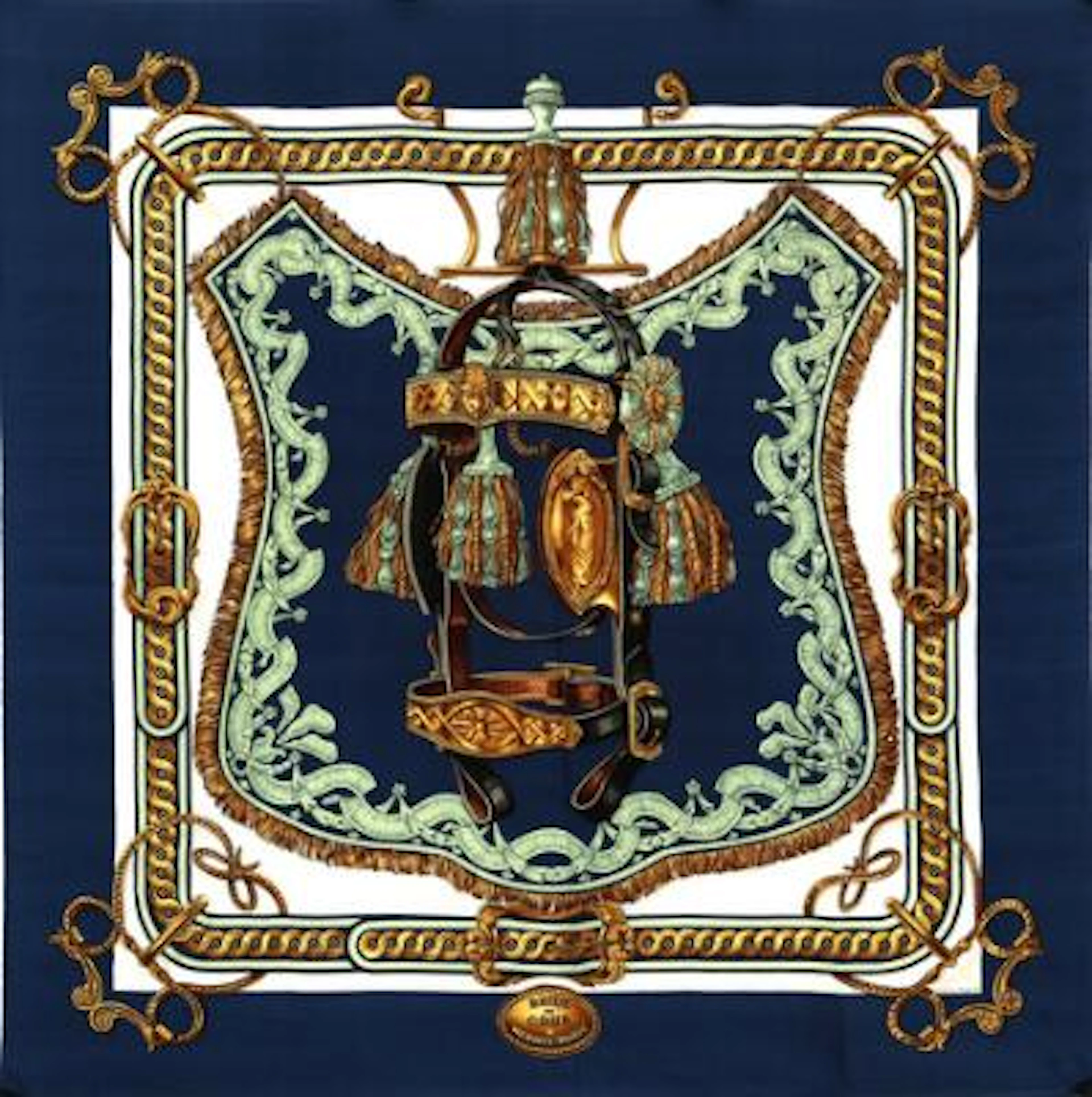 Hermès: A silk scarf with motif "Bride de Cour" by Françoise de la