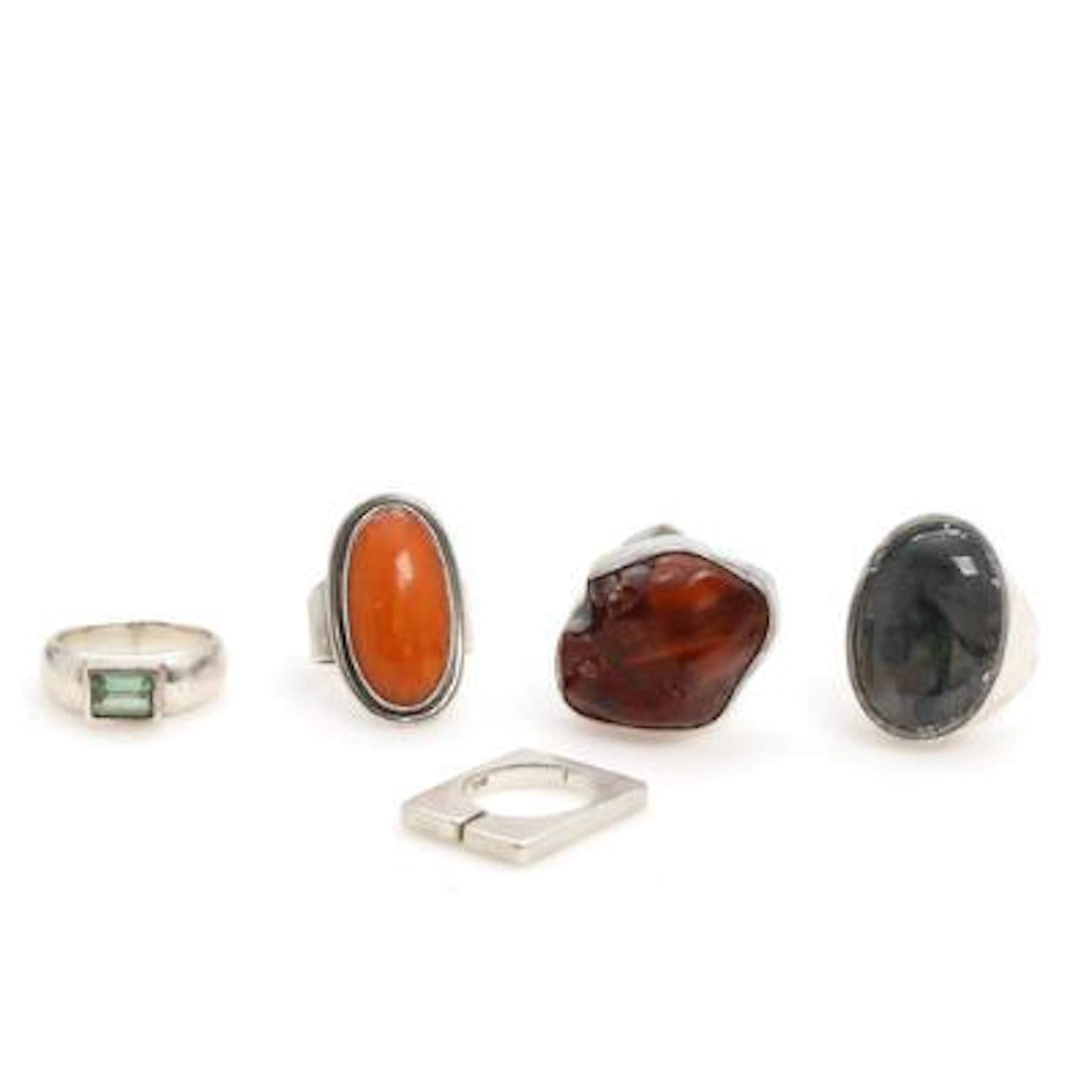 Hans Hansen, a.o: A collection of rings of sterling silver and silver