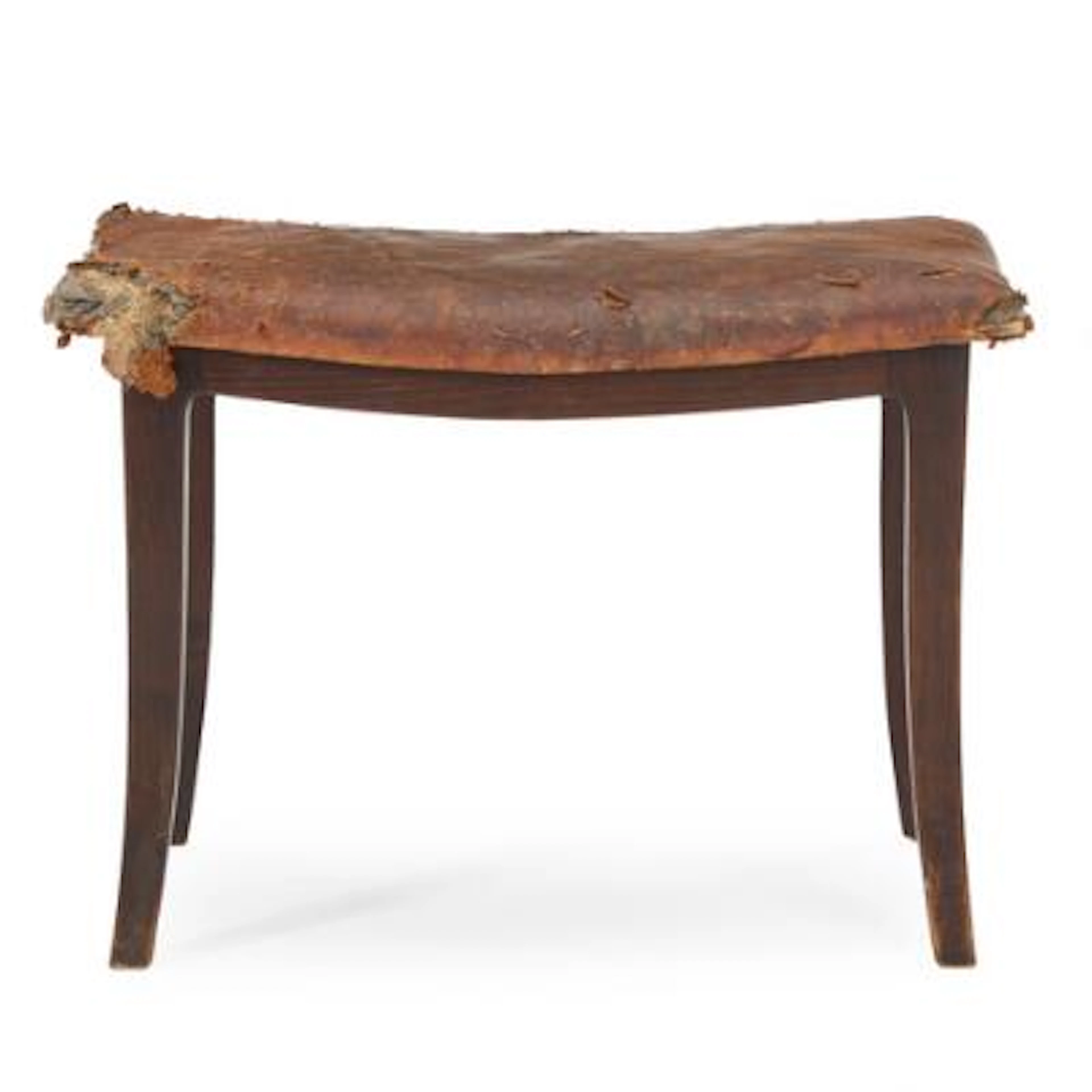 Danish cabinetmaker: Stool with stained elm frame, seat upholstered