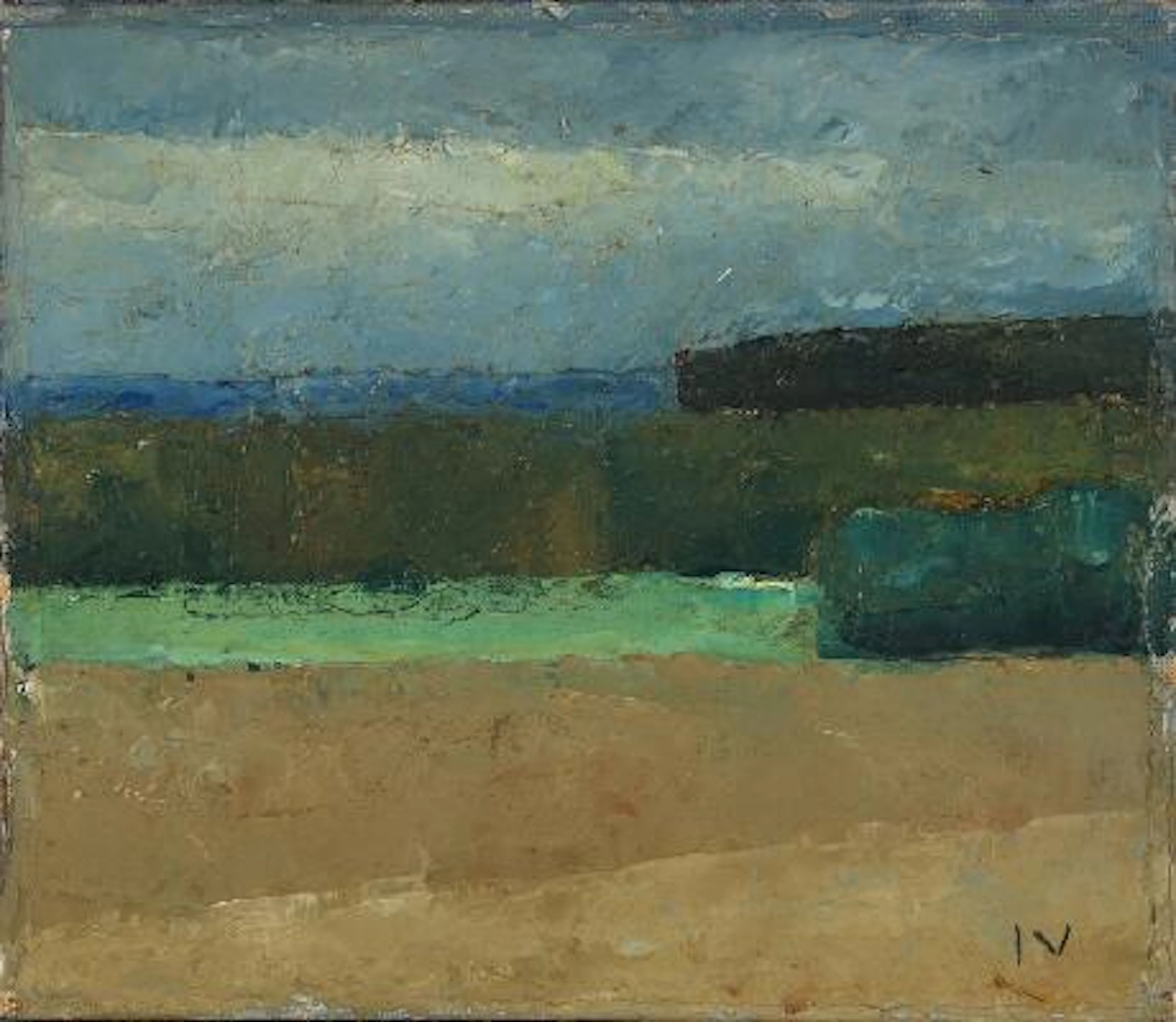 Jeppe Vontillius: Landscape. Signed IV. Oil on canvas. 24 x 29 cm.