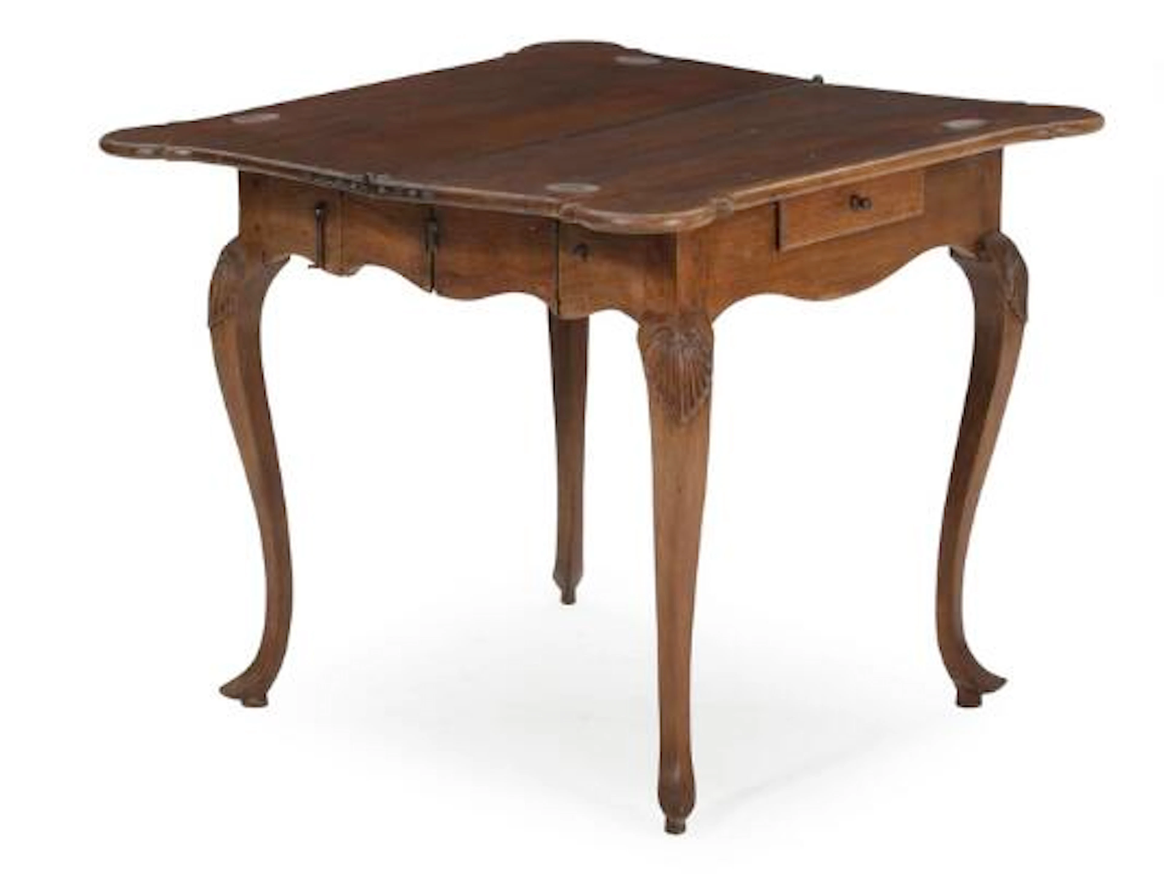 A Neo Rococo oak games table, apron wuth drawer. Circa 1870. H. 76/72.5.