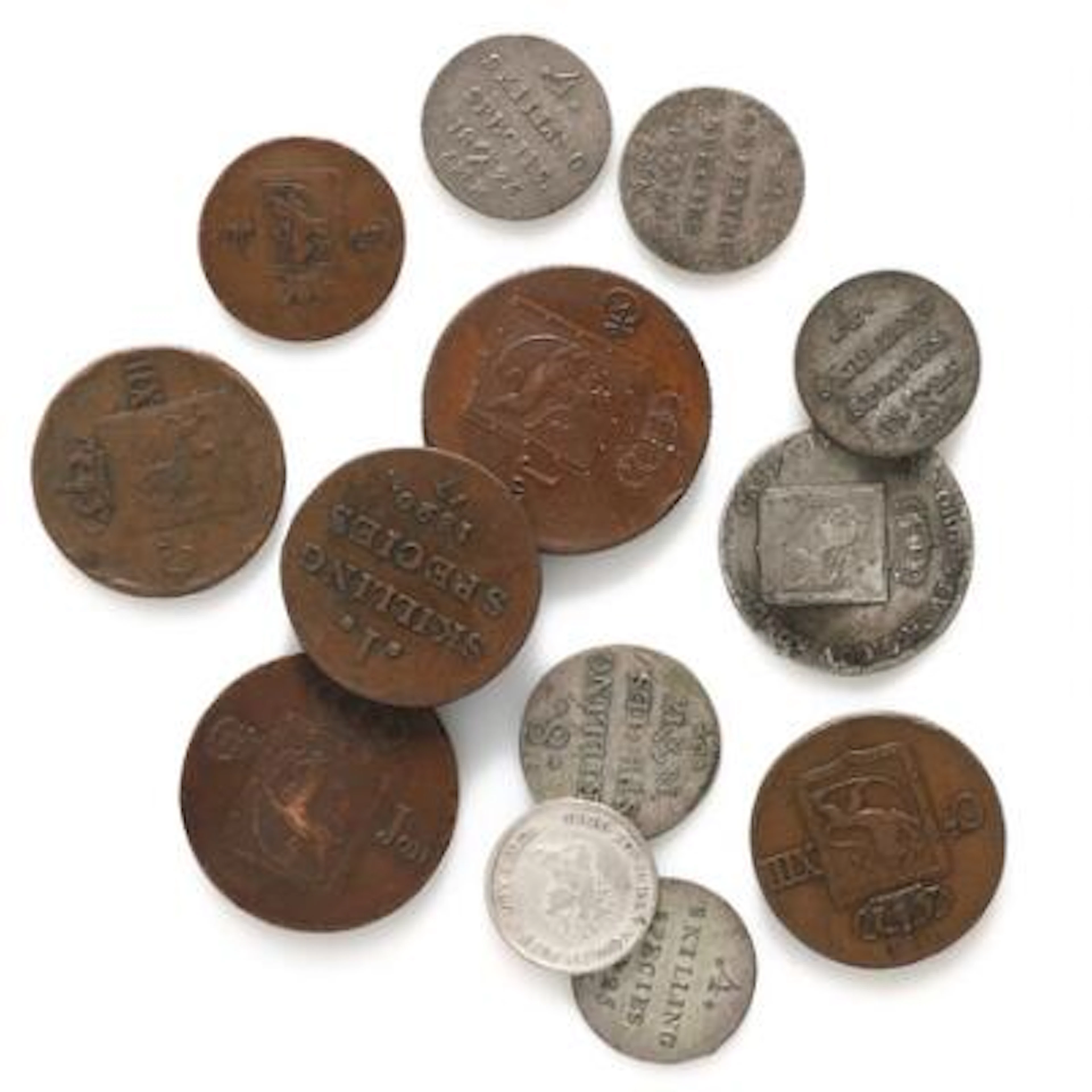 Norway, Carl XIII-Carl XIV Johan, collection of coins, in total 13