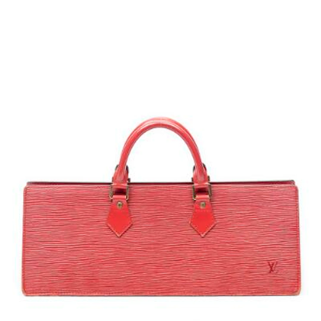 Louis Vuitton: A "Sac Triangle" handbag in red Epi-leather with two