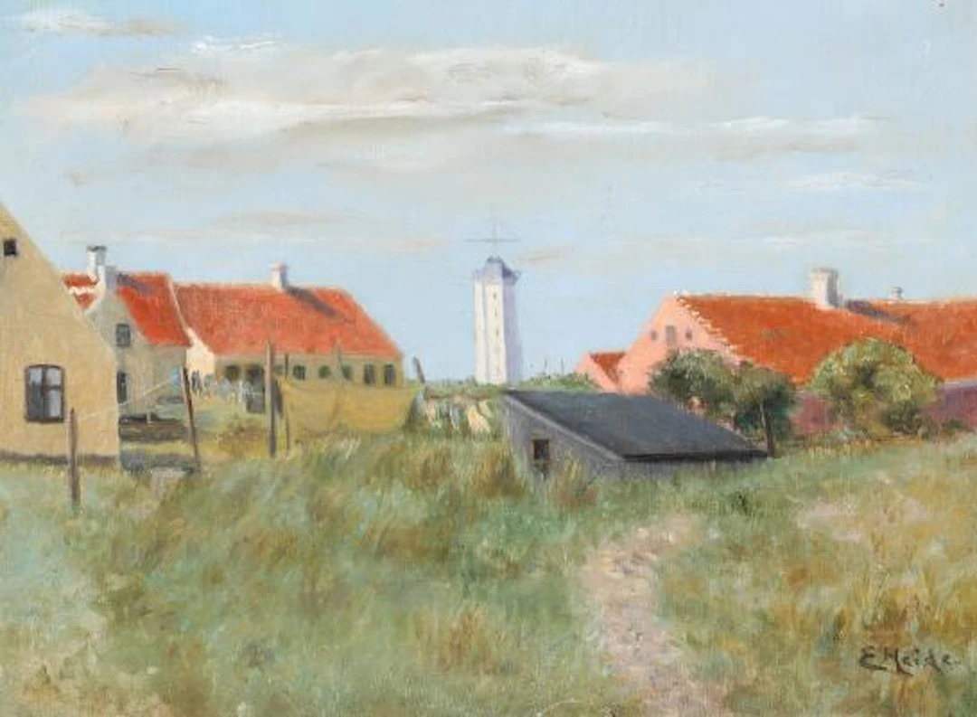 Ella Heide: Scenery from Skagen. Signed E. Heide. Oil on canvas. 30