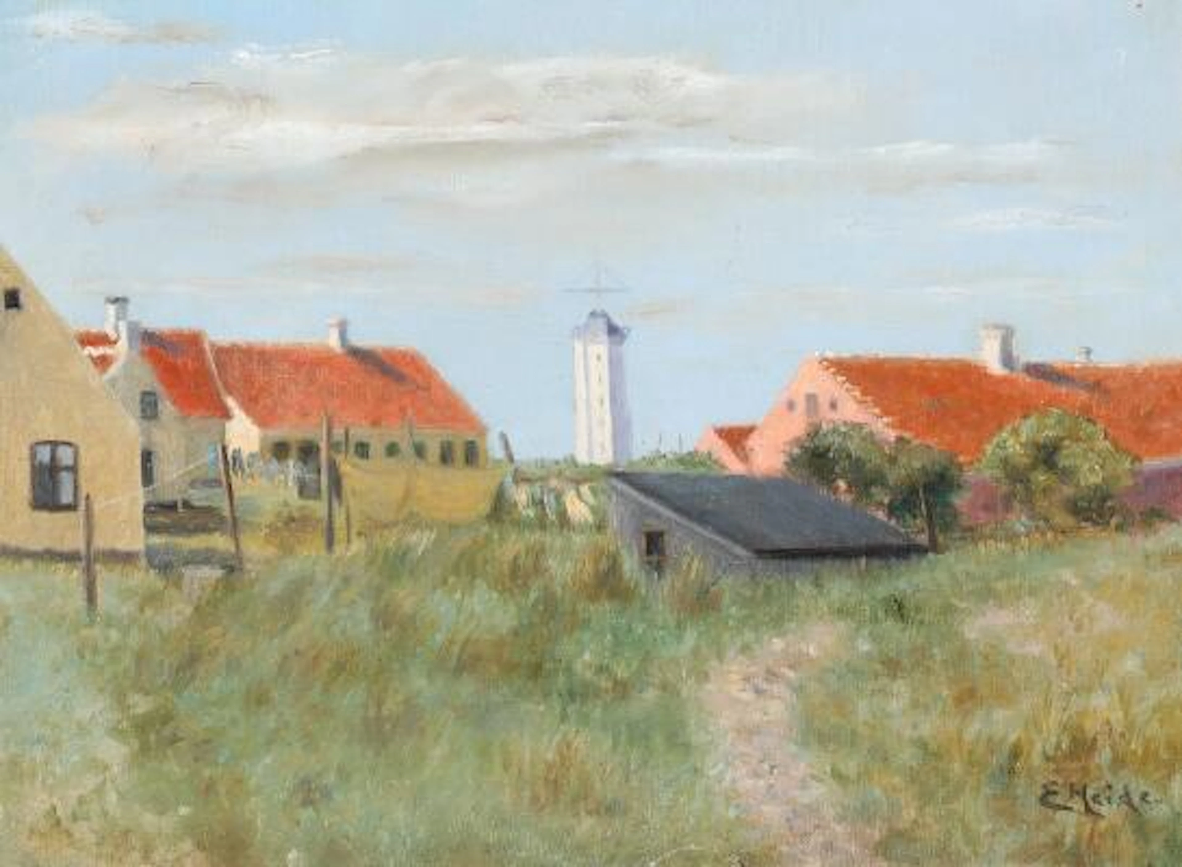Ella Heide: Scenery from Skagen. Signed E. Heide. Oil on canvas. 30