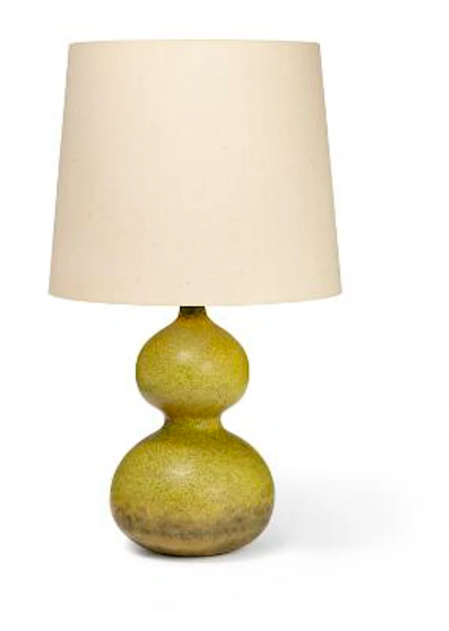 Axel Salto: A calabash-shaped stoneware table lamp. Decorated with