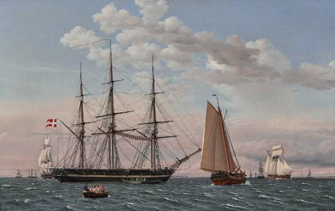 C. W. Eckersberg: View to the South from the road of Elsinore. Signed