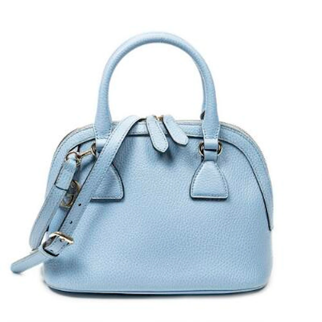 Gucci: "Small Dollar GG Charm Dome Tote" in blue leather with gold-tone