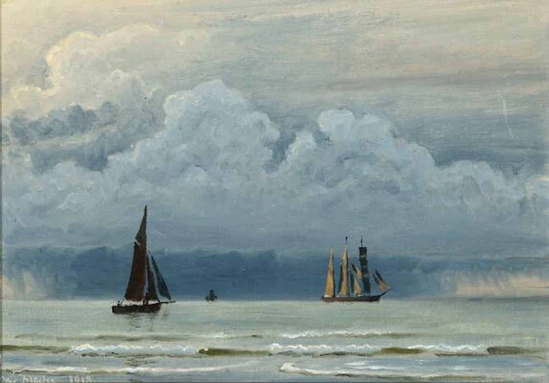Christian Blache: Seascape with sailing ships. Signed and dated Chr.