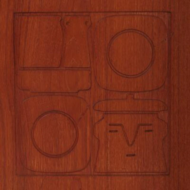 Yngve Ekström: "Krus". Two-piece teak and oak cabinet with carved