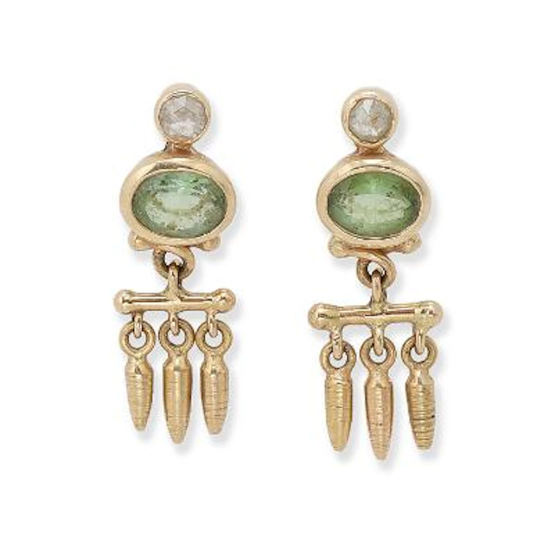 Natascha Trolle: A pair of ear studs set with tourmaline and dimond