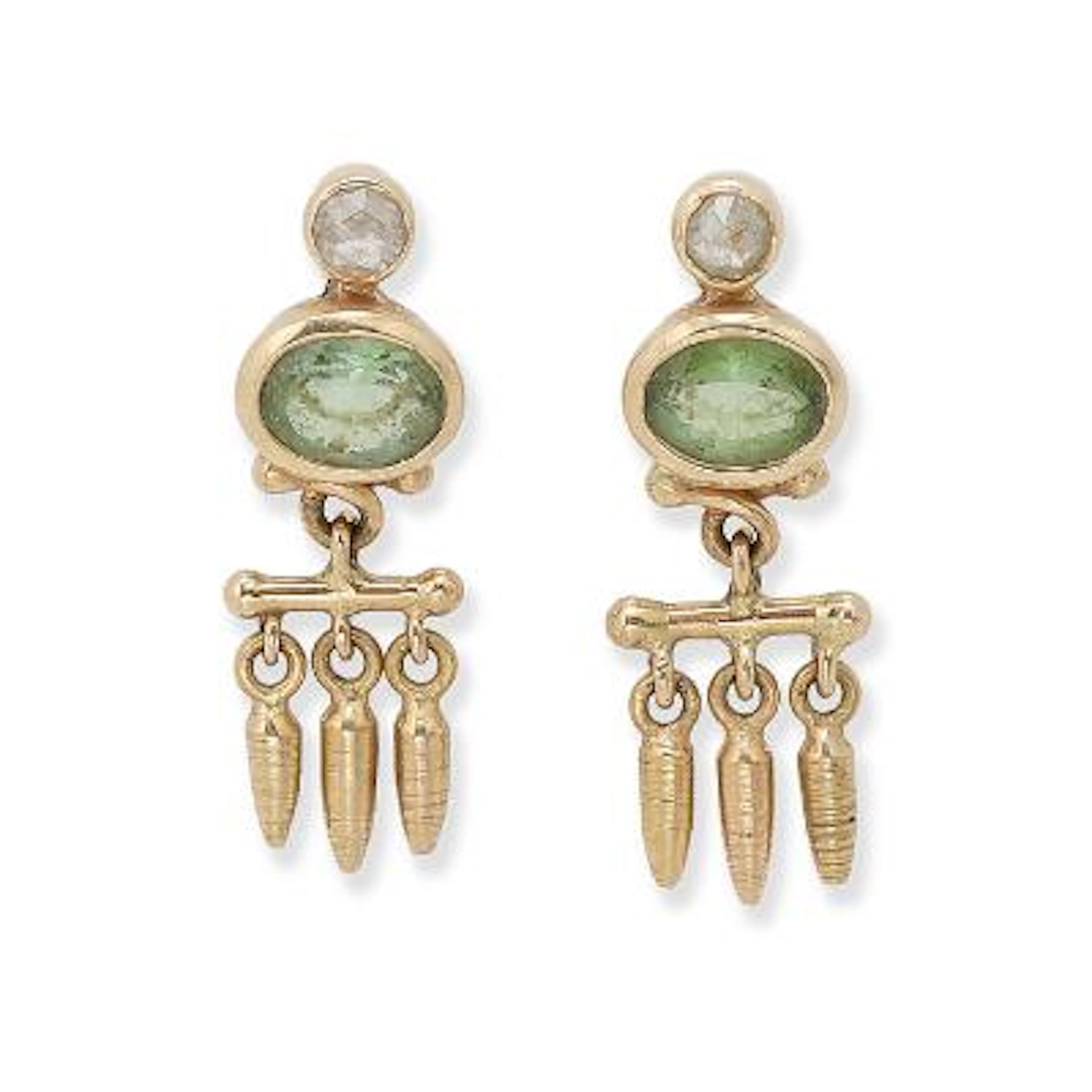 Natascha Trolle: A pair of ear studs set with tourmaline and dimond