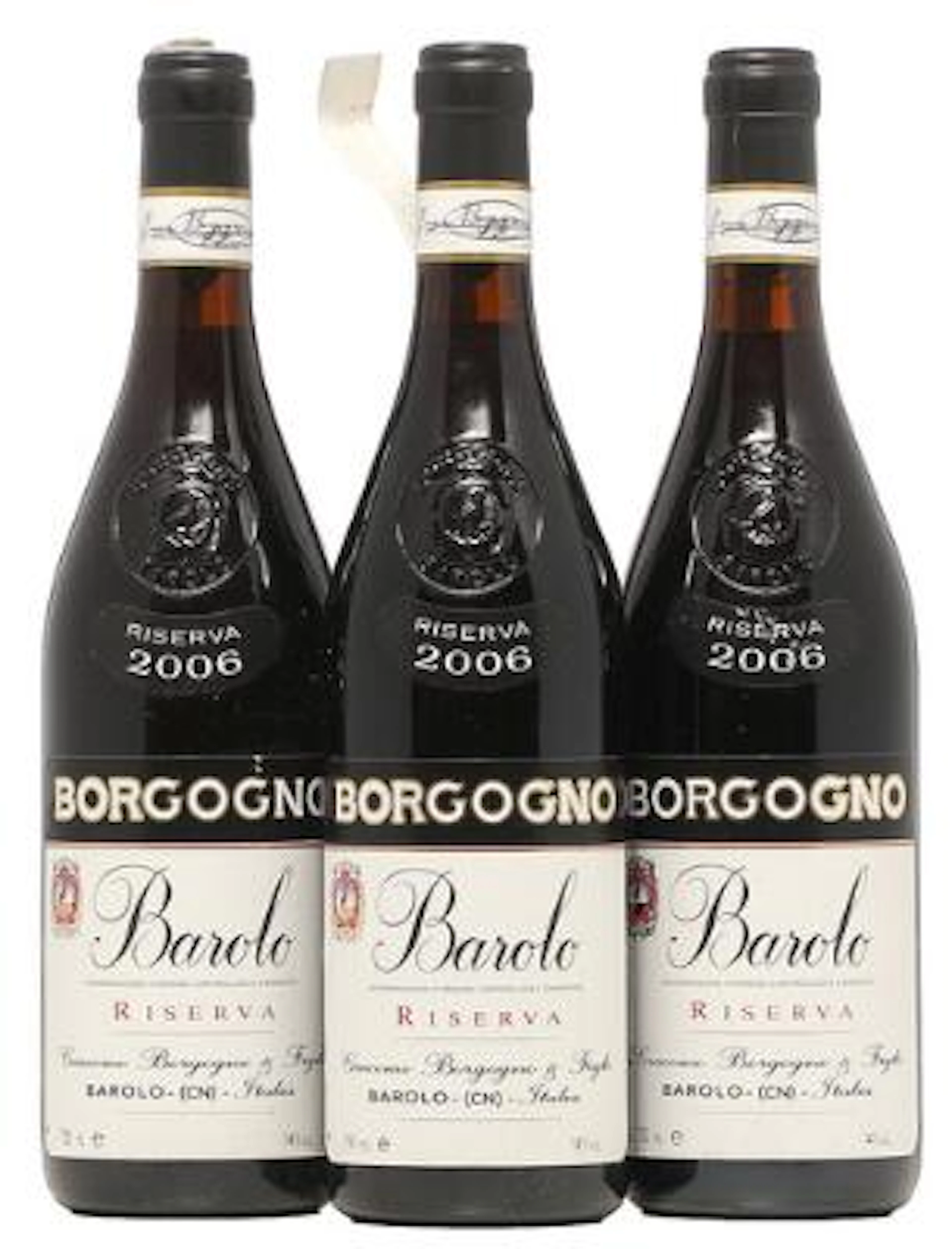 3 bts. Barolo Riserva, Giacomo Borgogno & Figli 2006 A (hf/in). –