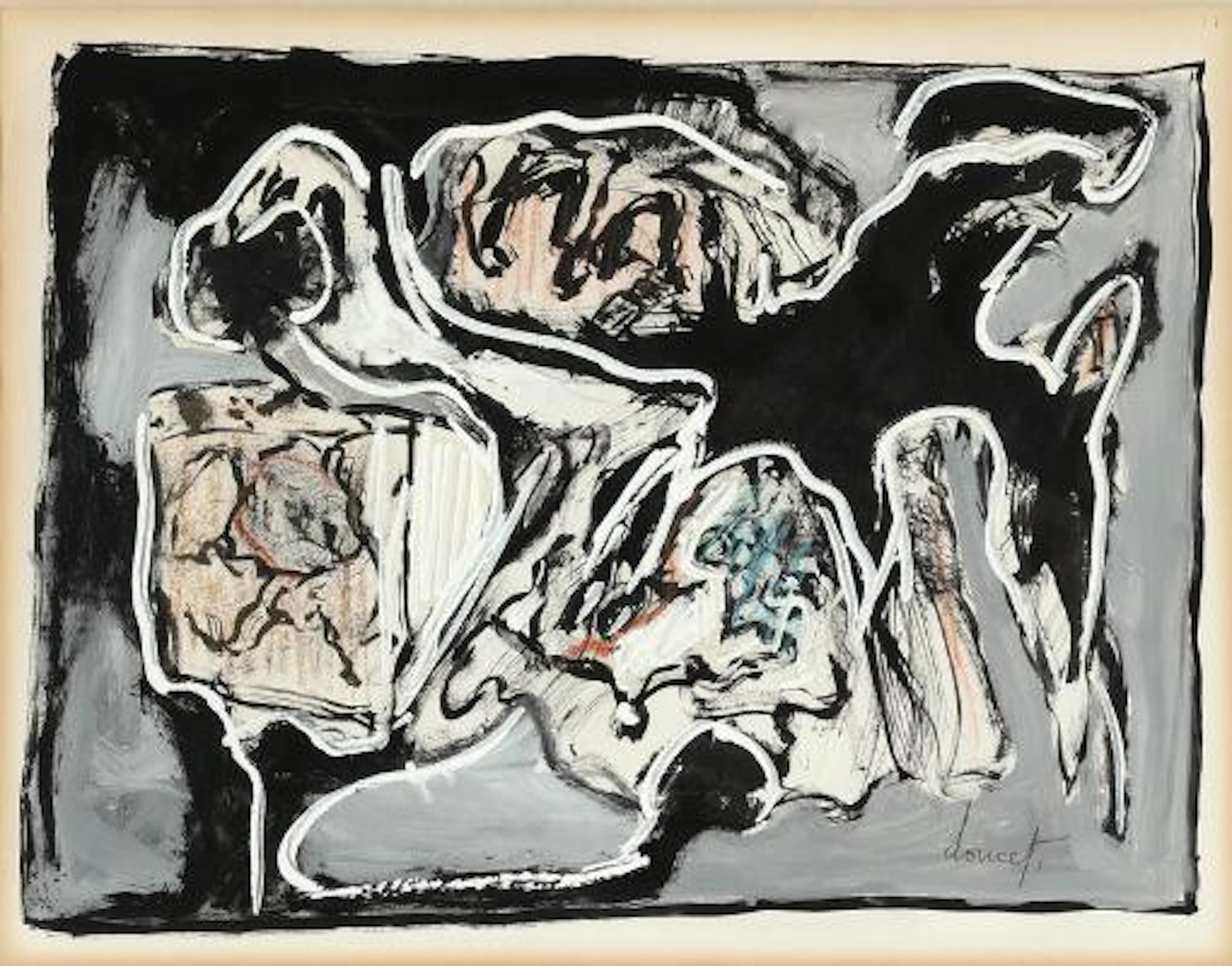 Jacques Doucet: Untitled. Signed Doucet. Gouache and crayon on paper.
