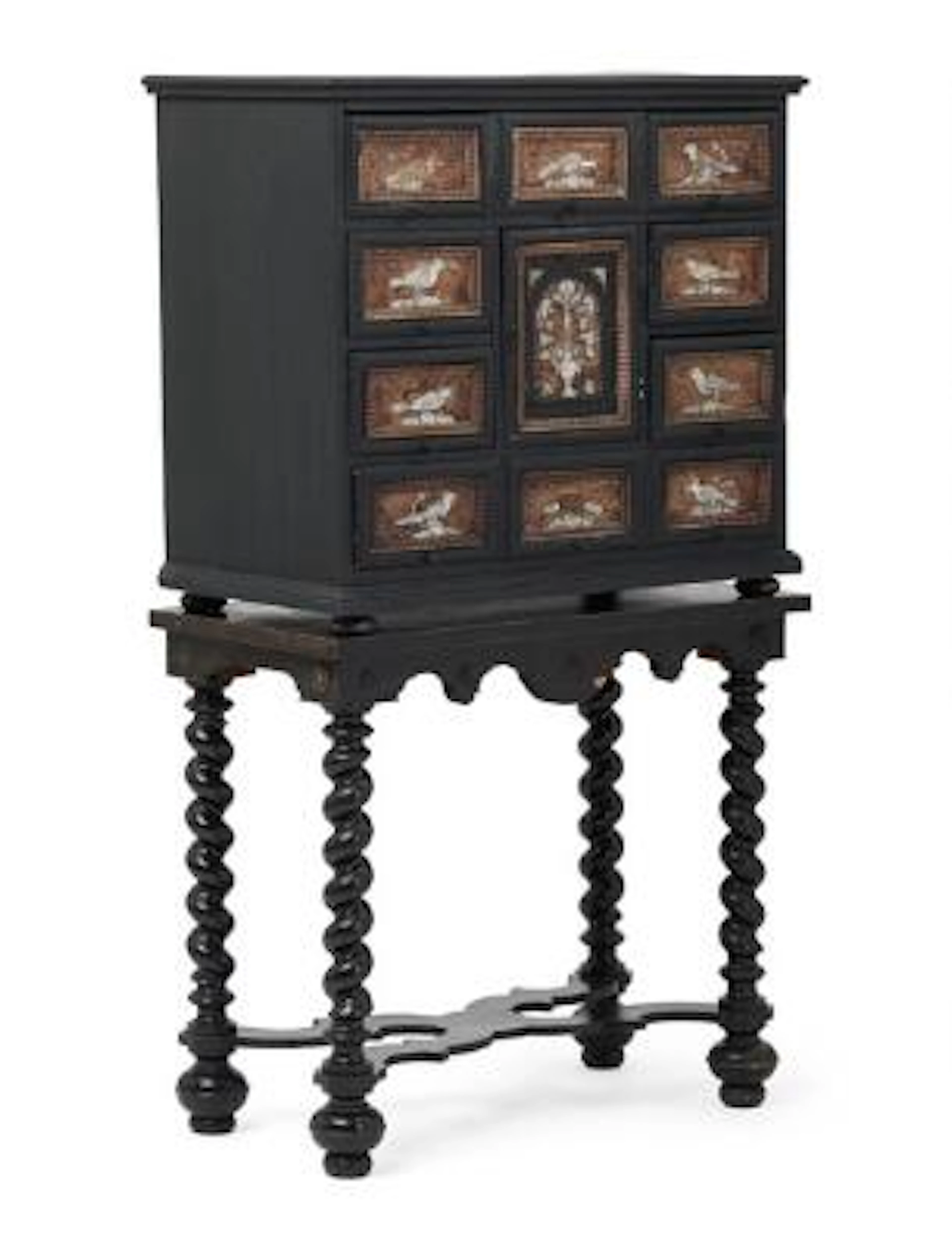 An Italian cabinet. Baroque form, c. 1900. Cabinet H. 70 cm. W. 82