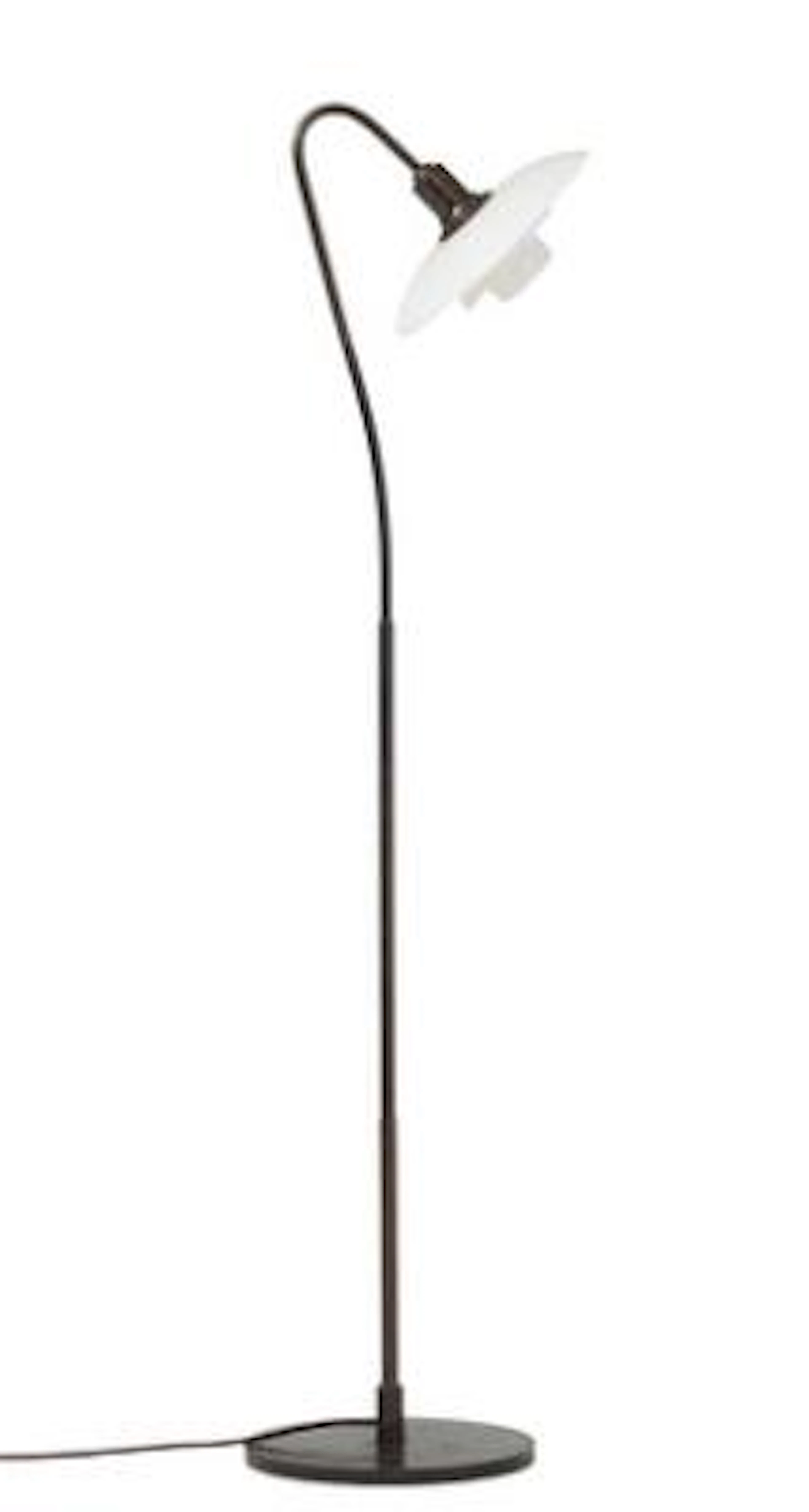 Poul Henningsen: "PH-3/2". Rare floor lamp with browned brass frame