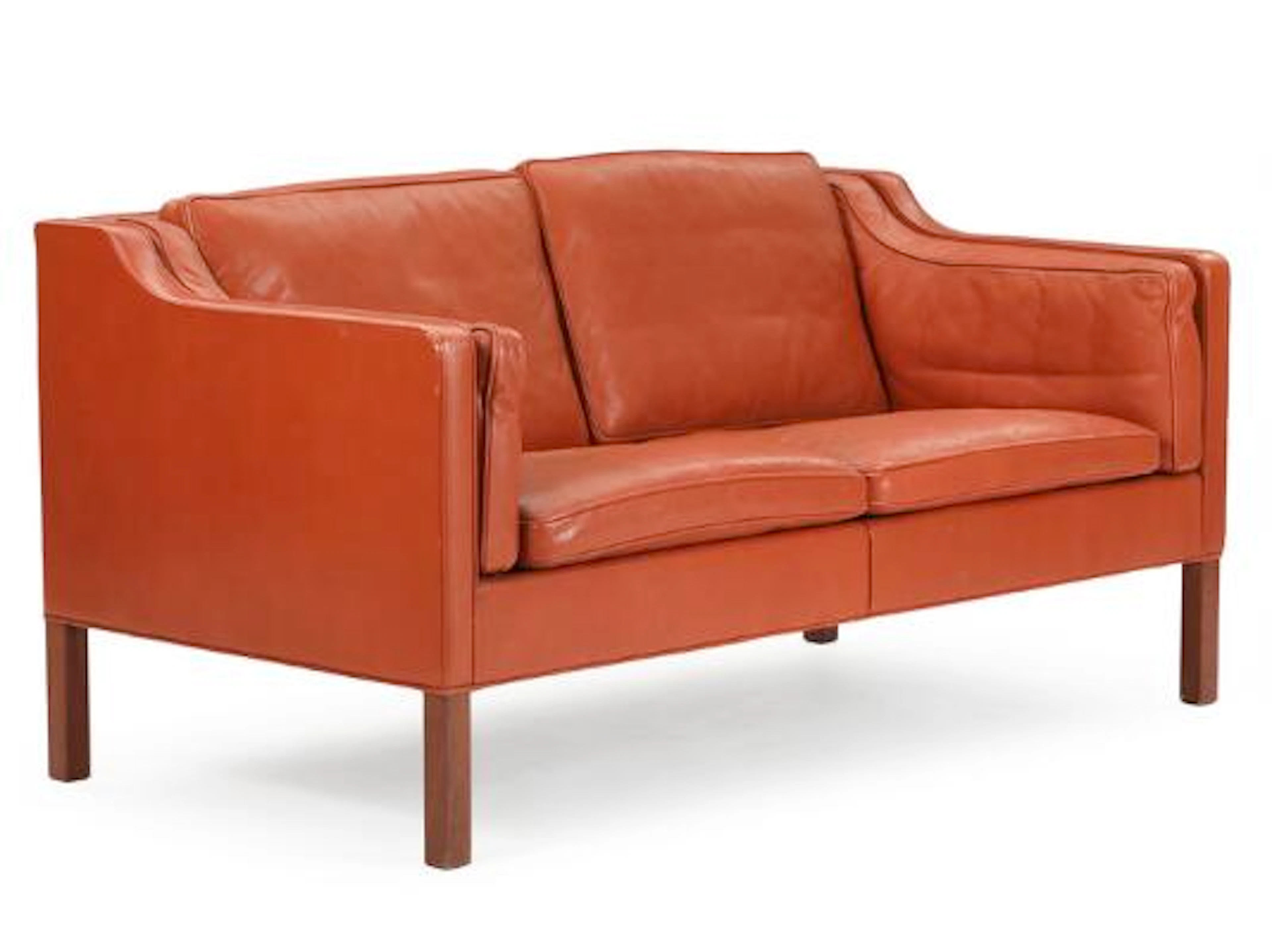Børge Mogensen: Two seater sofa with mahogany legs, upholstered with