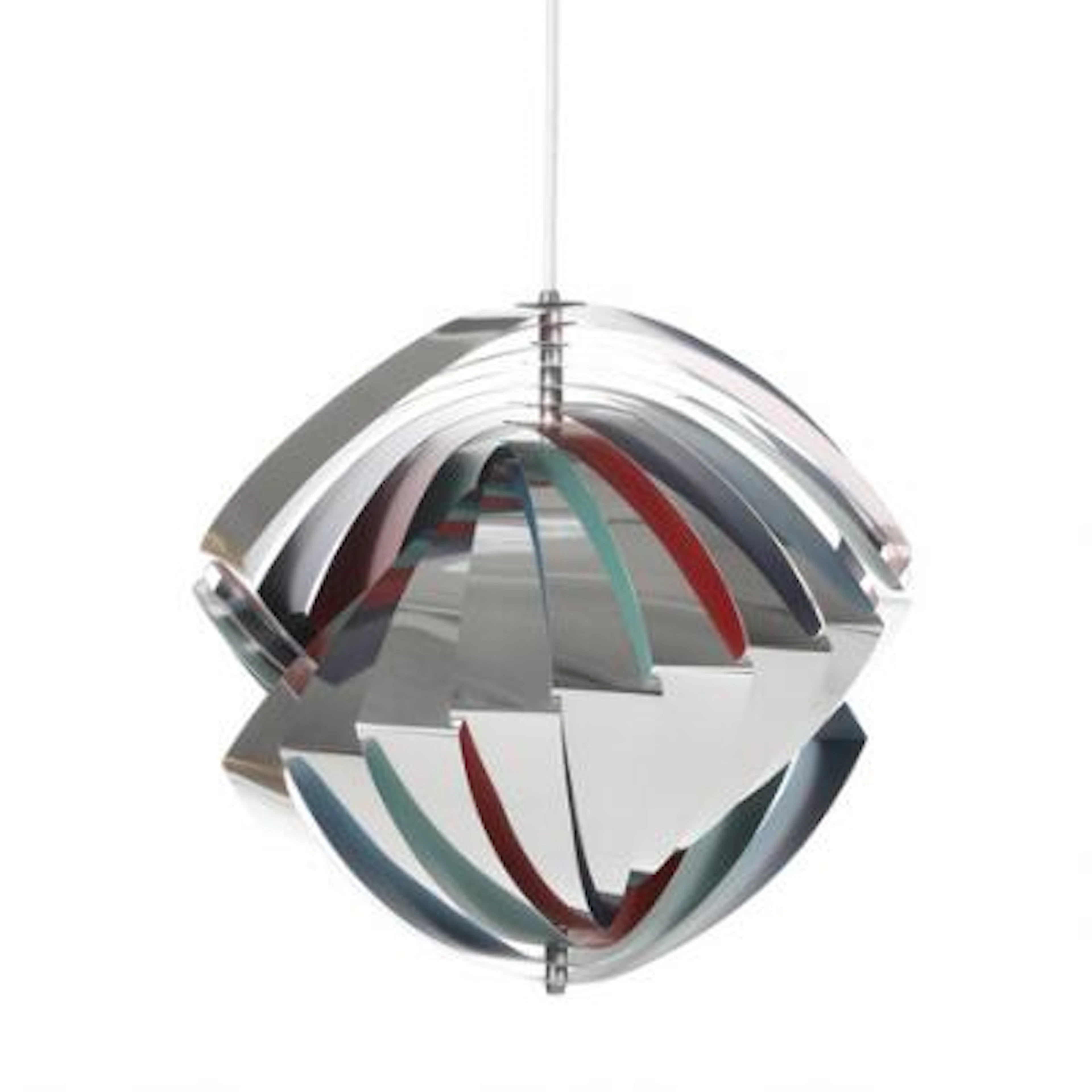 Louis Weisdorf: “Conch Lamp”. Aluminium pendant, inside with red