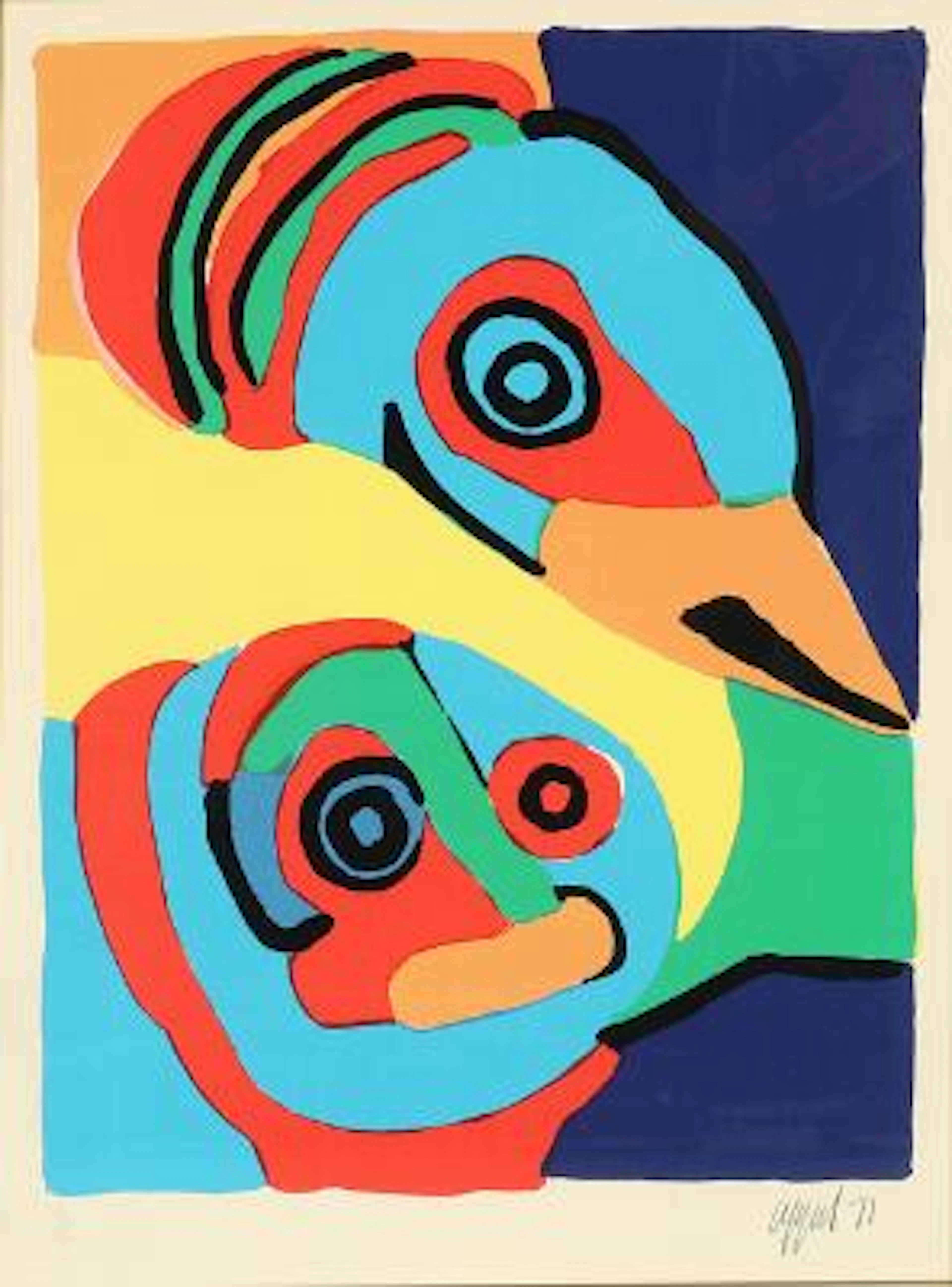 Karel Appel: Figures. Signed Appel 71, 99/125. Lithograph in colours.