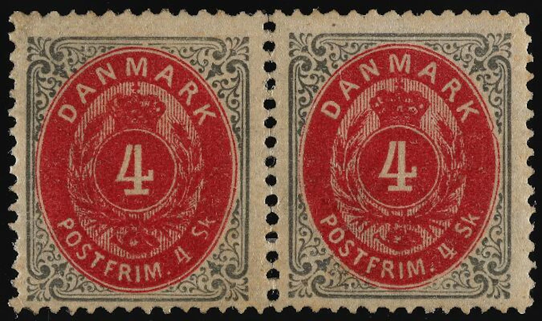 1870. 4 sk. 12.print. Pos. A76-77 with NORMAL + INVERTED FRAME. Excellent