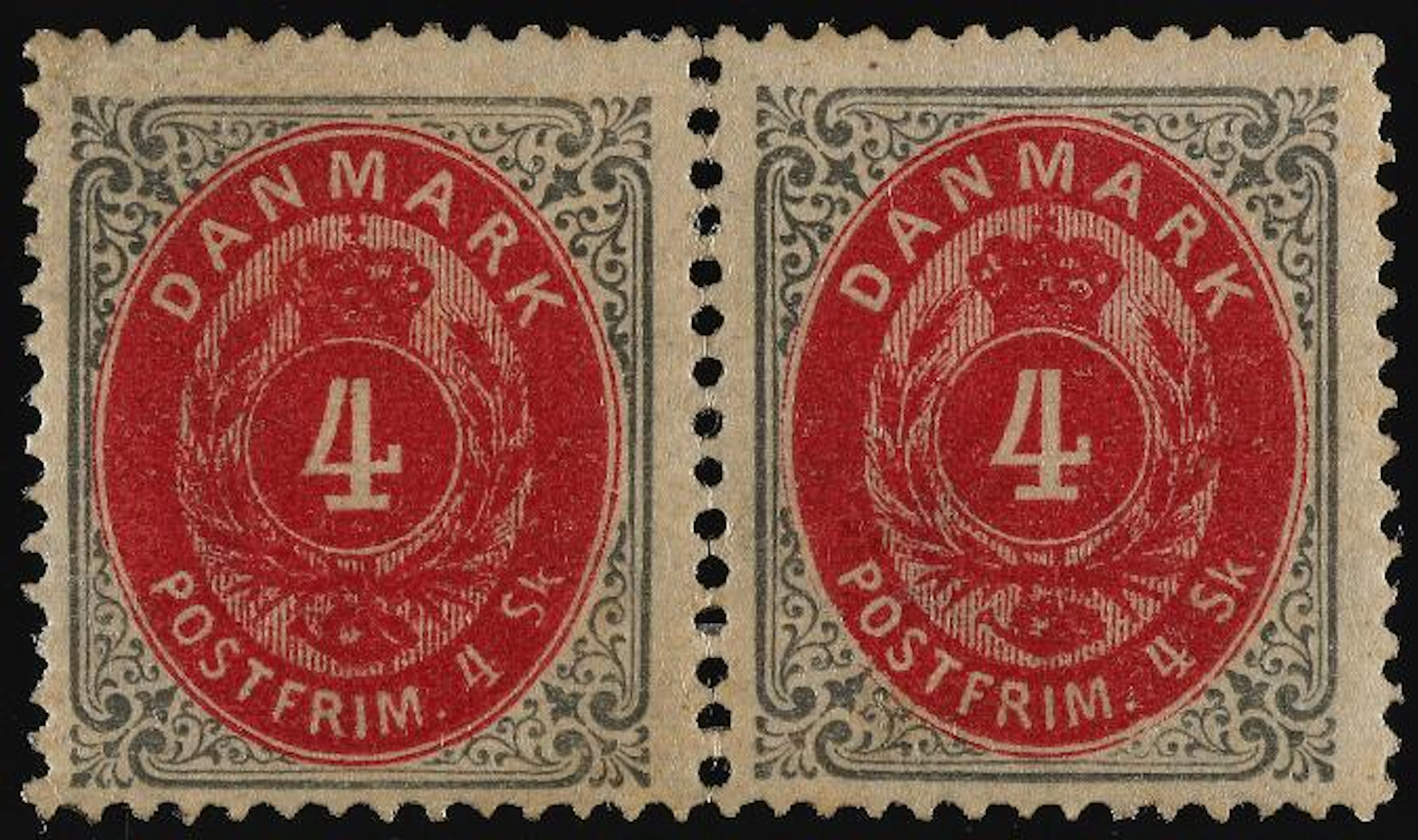 1870. 4 sk. 12.print. Pos. A76-77 with NORMAL + INVERTED FRAME. Excellent