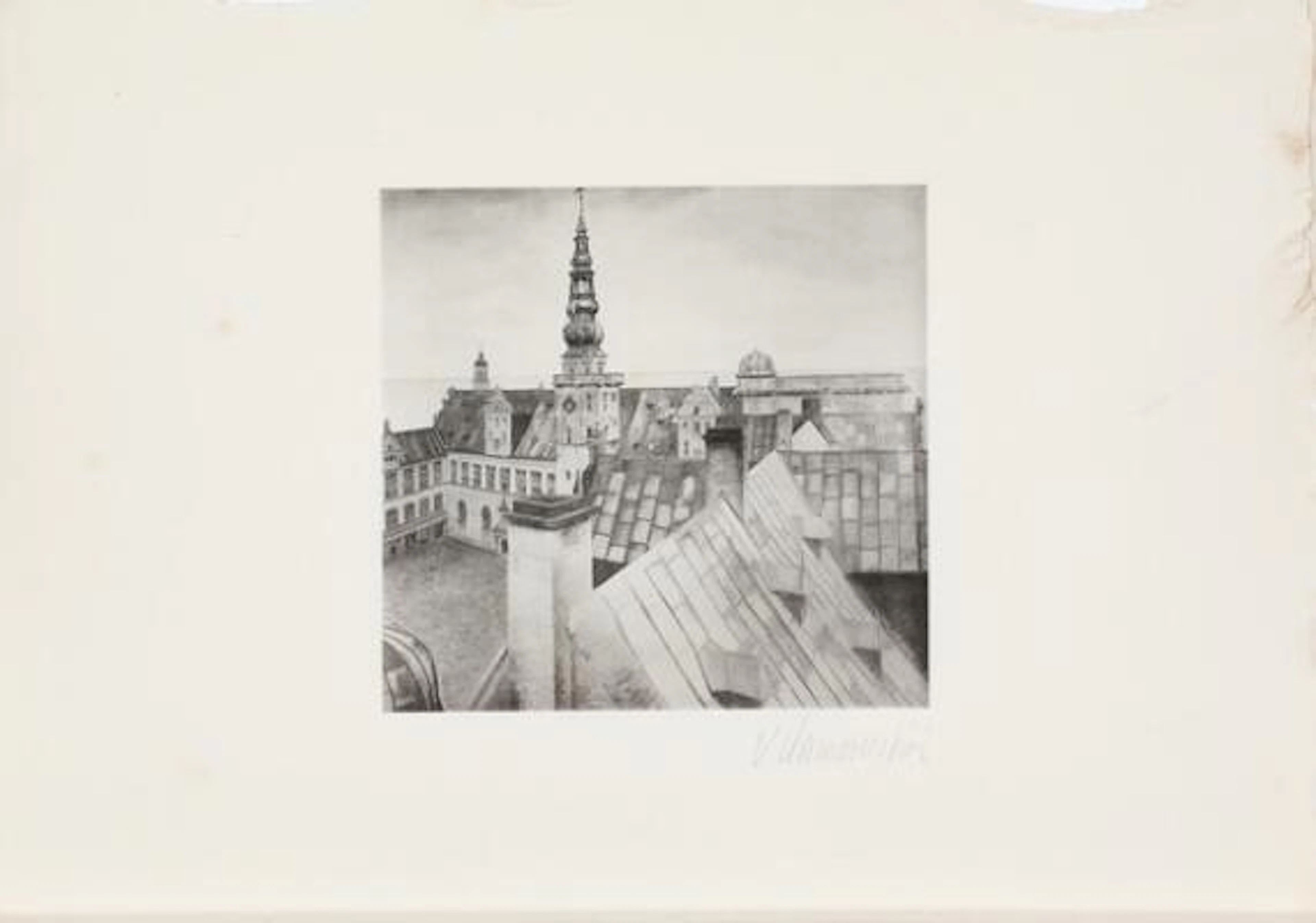 Vilhelm Hammershøi: Kronborg Castle seen from the commandant's tower.