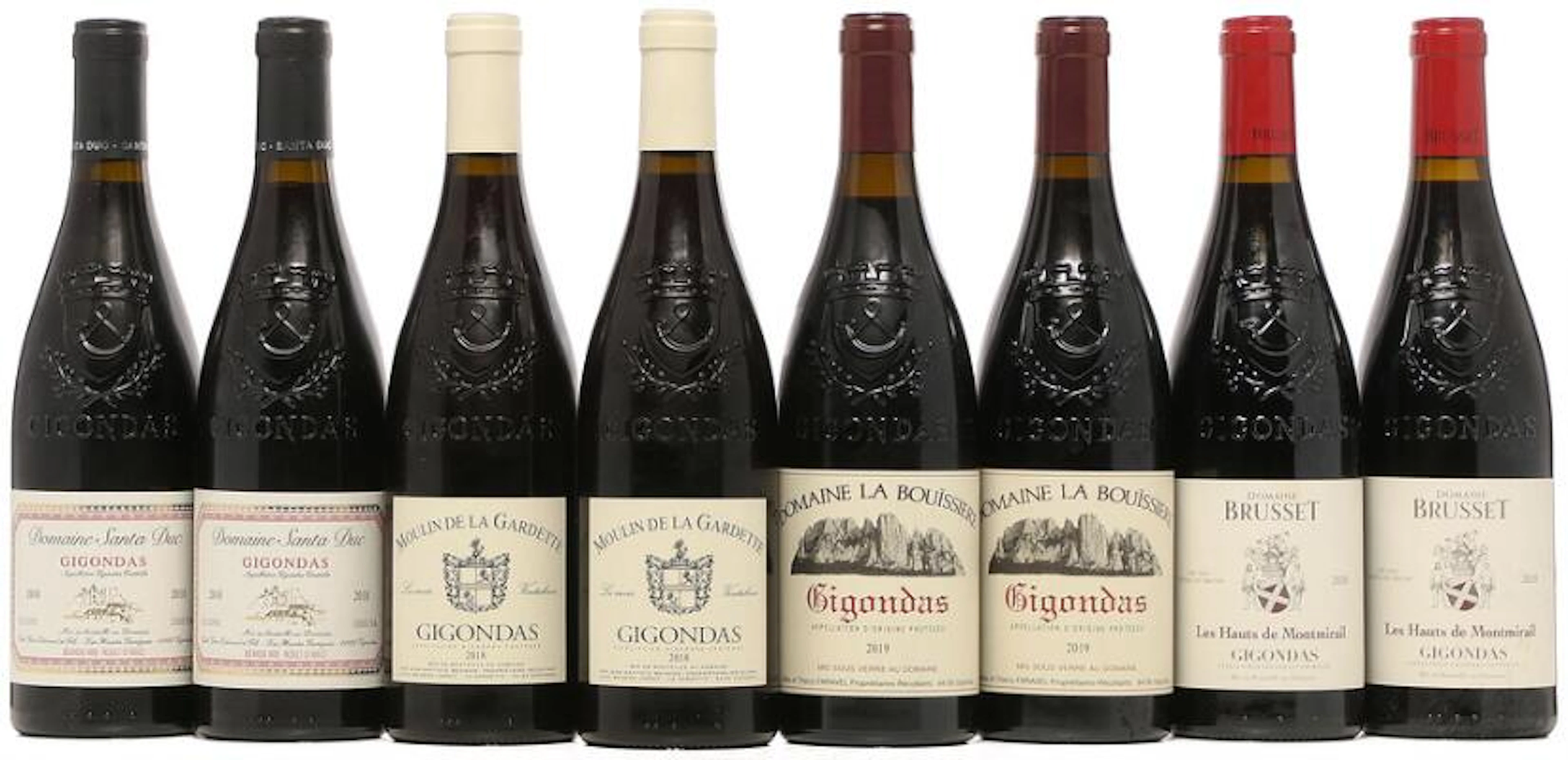 2 bts. Gigondas, Domaine Santa Duc 2010 A (hf/in). etc. Total 8 bts.
