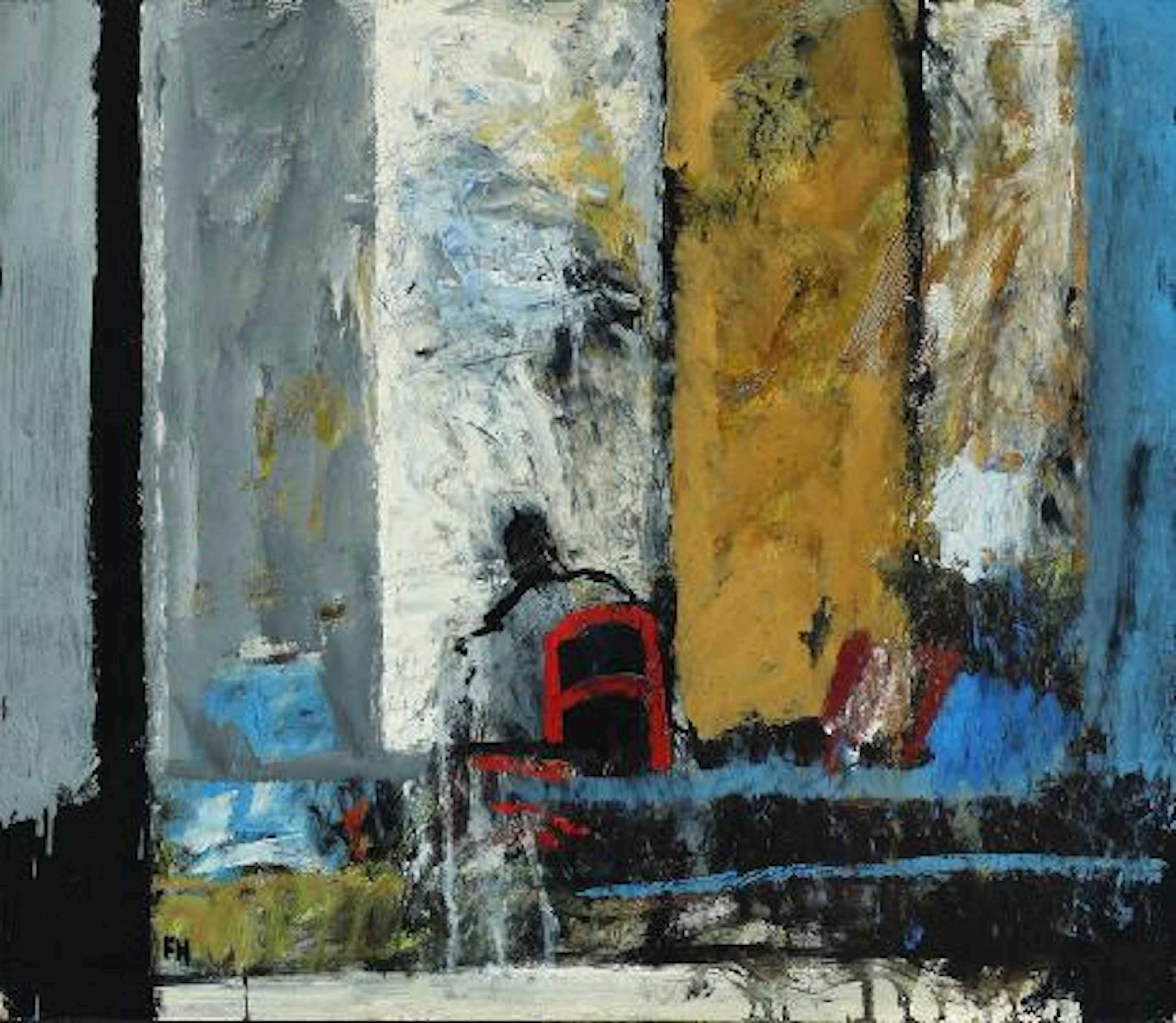 Frank Hammershøj: Untitled. Signed FH. Oil on panel. 65 x 75 cm. –