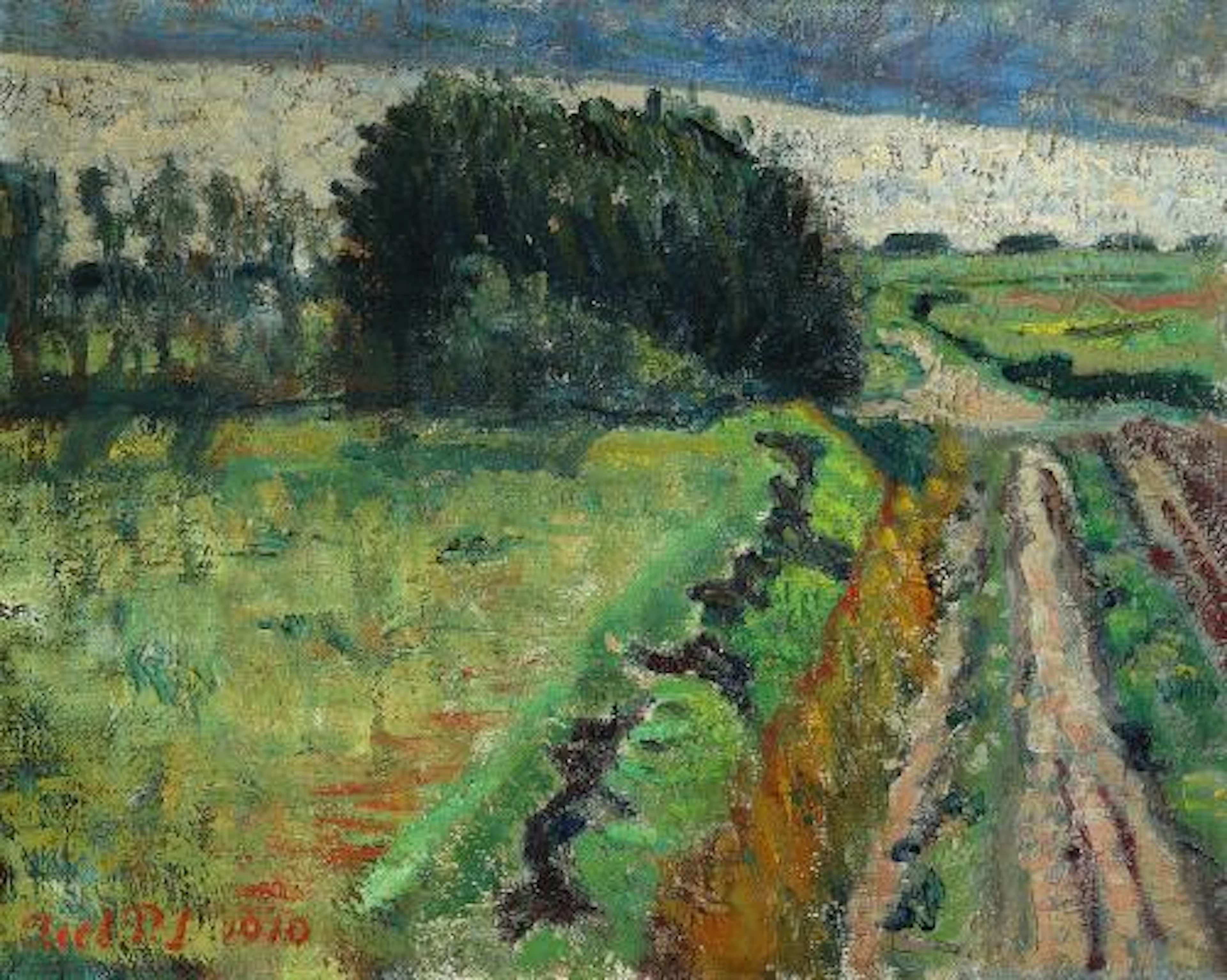 Axel Peder Jensen: Composition. Signed Axel P. J. 1910. Oil on canvas