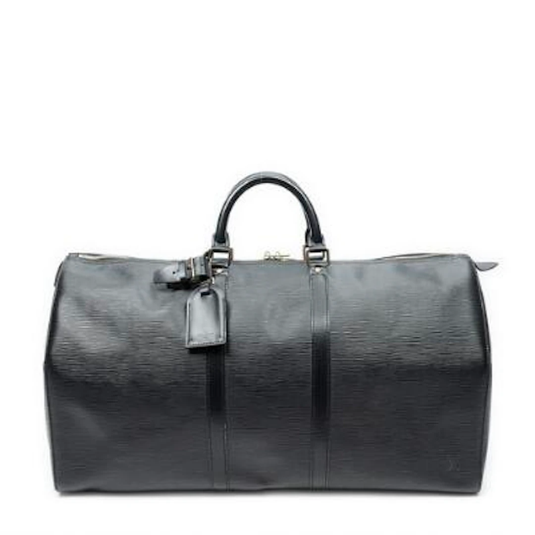 Louis Vuitton: A "Keepall 60" travel bag of black Epi leather with