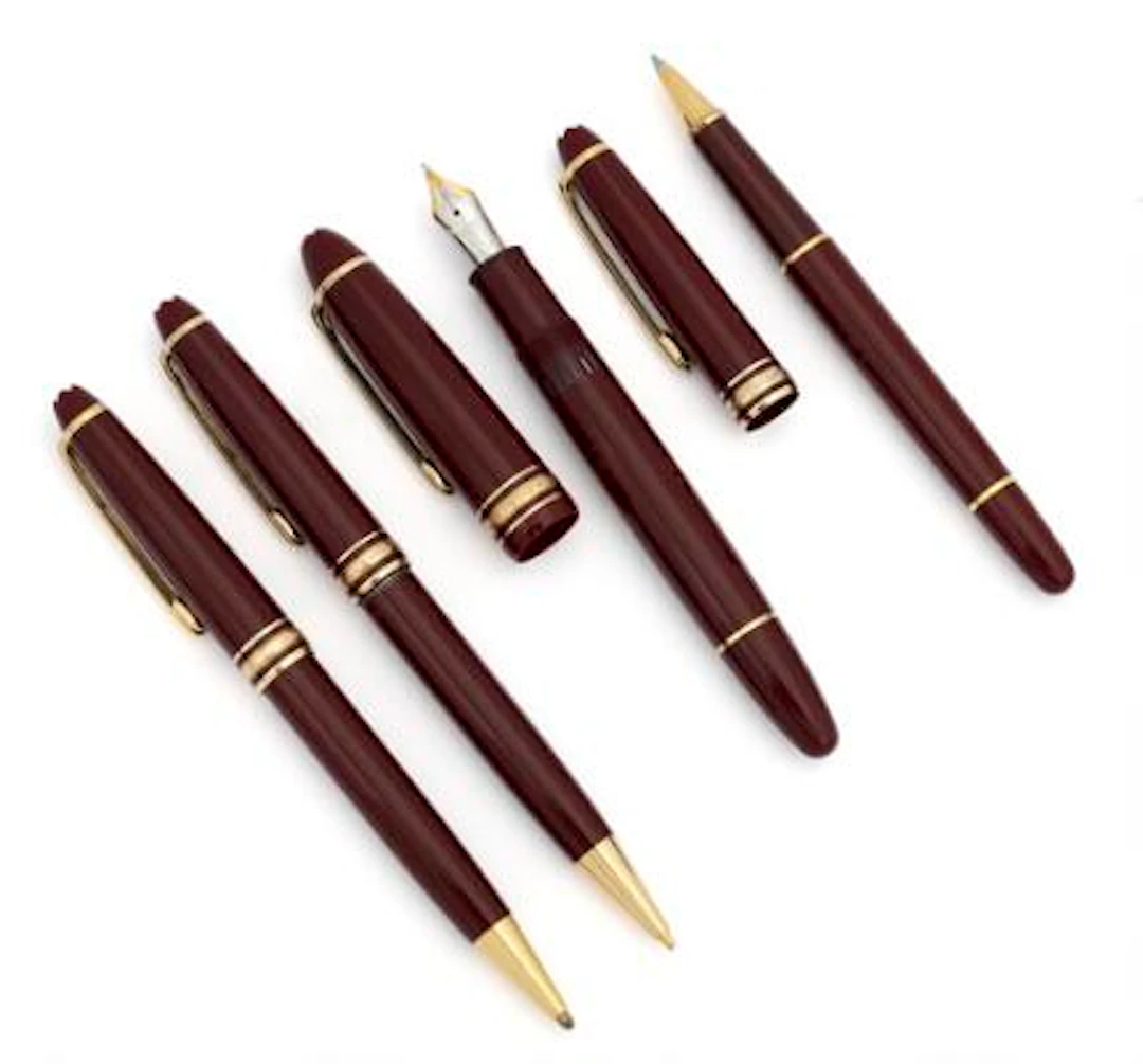 Montblanc: "Meisterstück" writing instruments in bordeaux resin, fountain