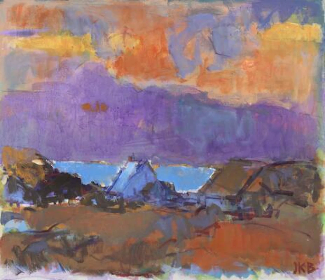Jens Bredholt: "Det blå hus". Signed JKB. Oil on canvas. 66 x 75 cm.