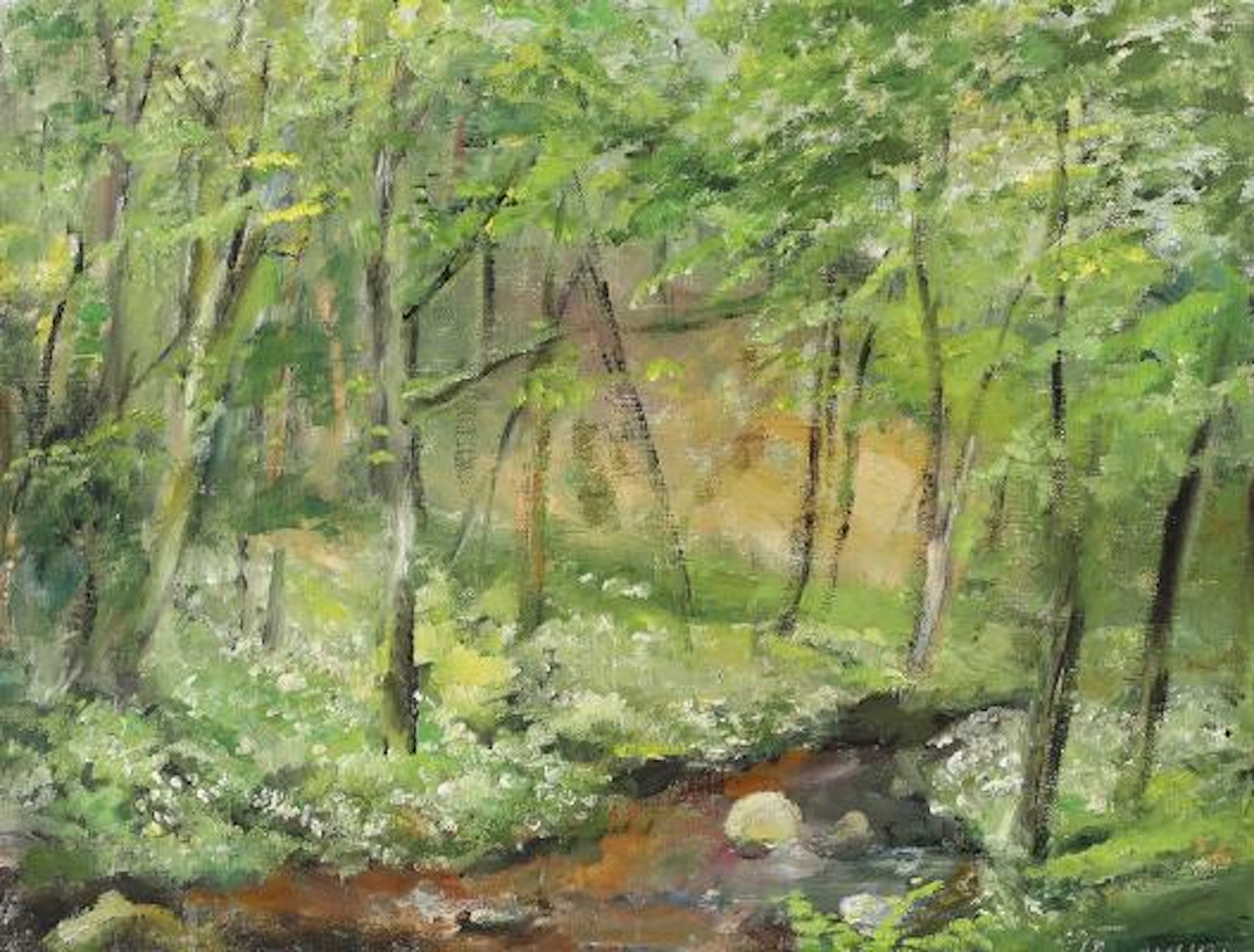 Emmy Thornam: Forest landscape. Signed E. Thornam. Oil on canvas.