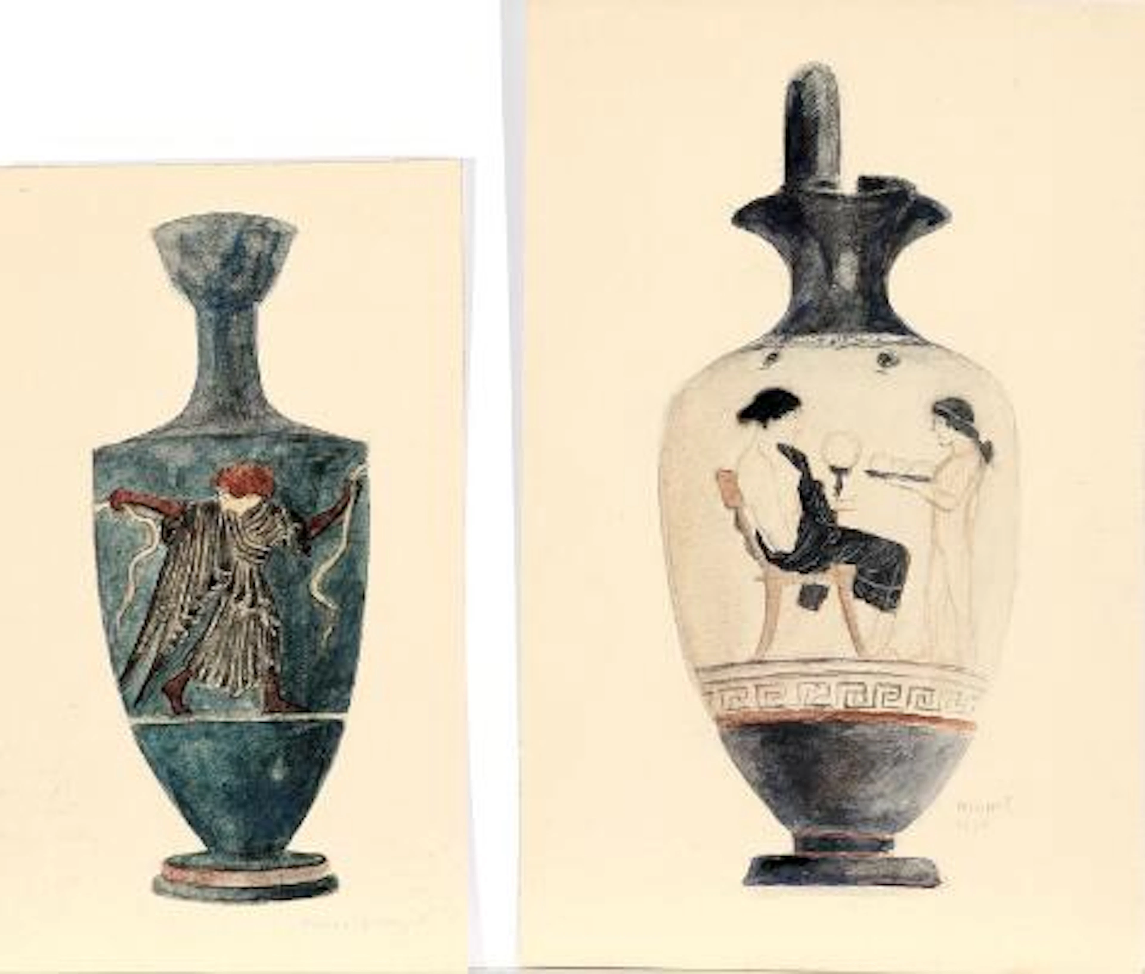 Johan Rohde: Studies of an antique pitcher and a vase. Unsigned. Inscribed