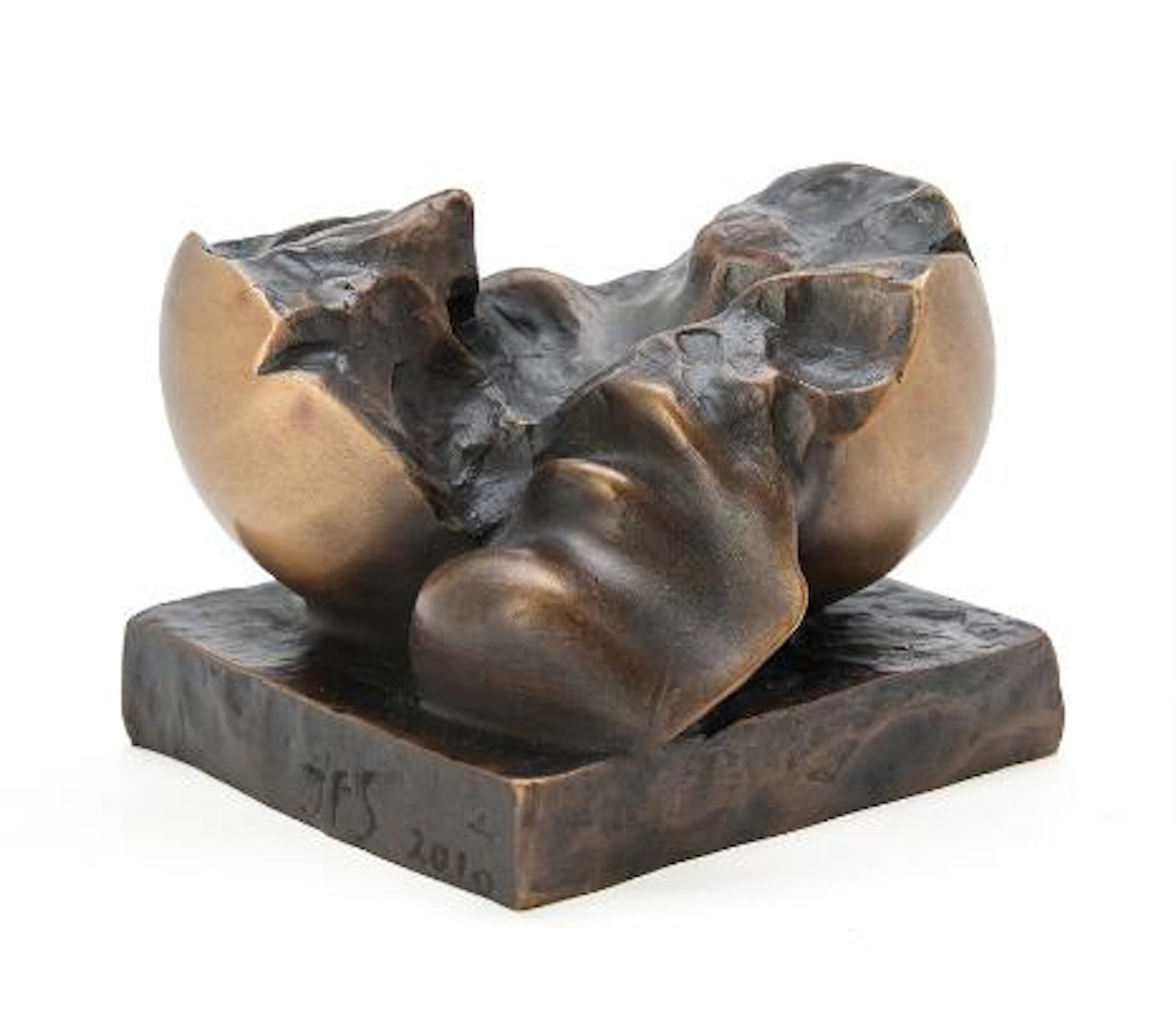 Jens-Flemming Sørensen: Broken sphere with female face. Signed JFS