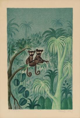 Hans Scherfig: “Halvaber”. Signed Scherfig 1972, 239/280. Lithograph