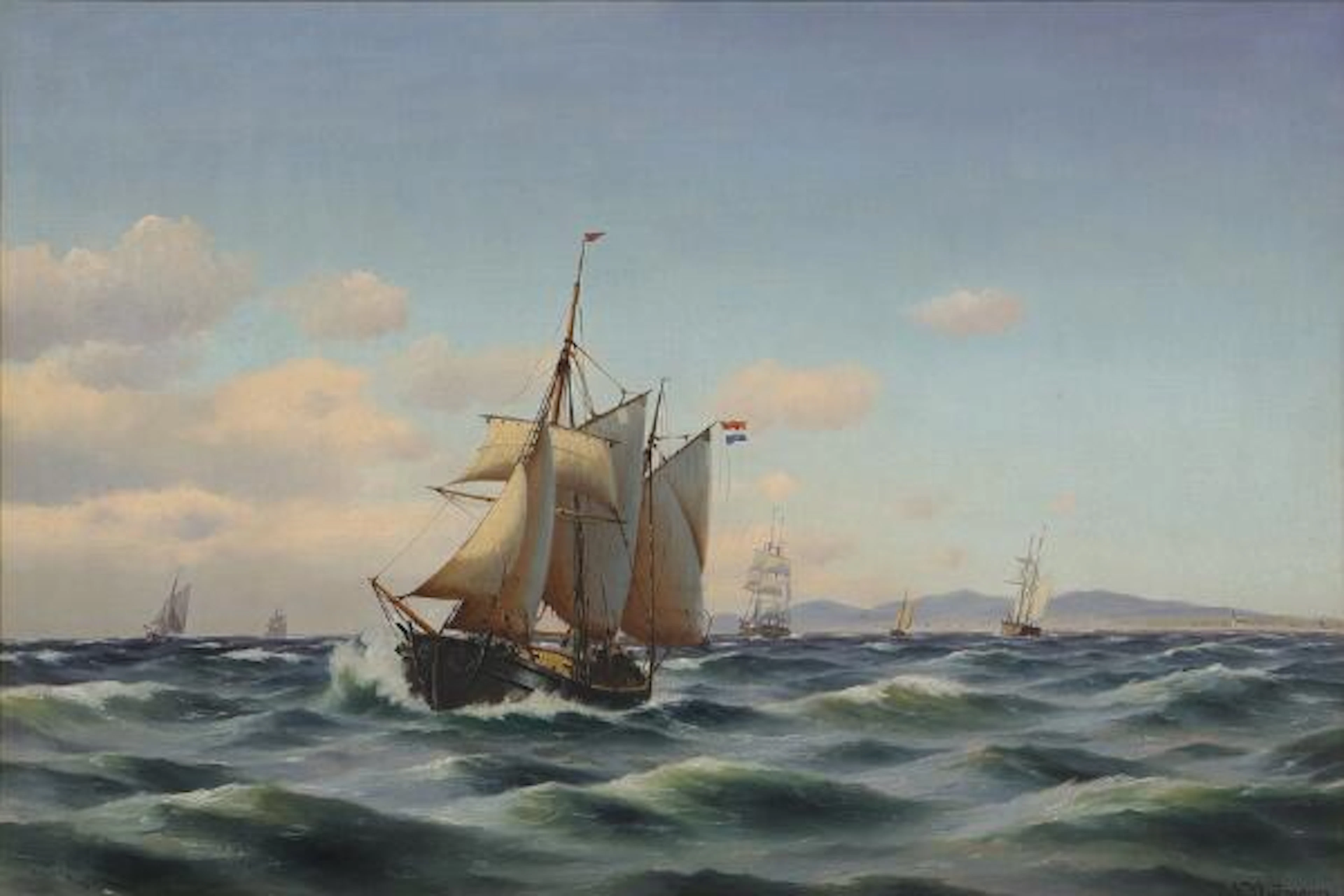 Johan Neumann: Sailing Ships on the Øresund, with Kullen in the Background.