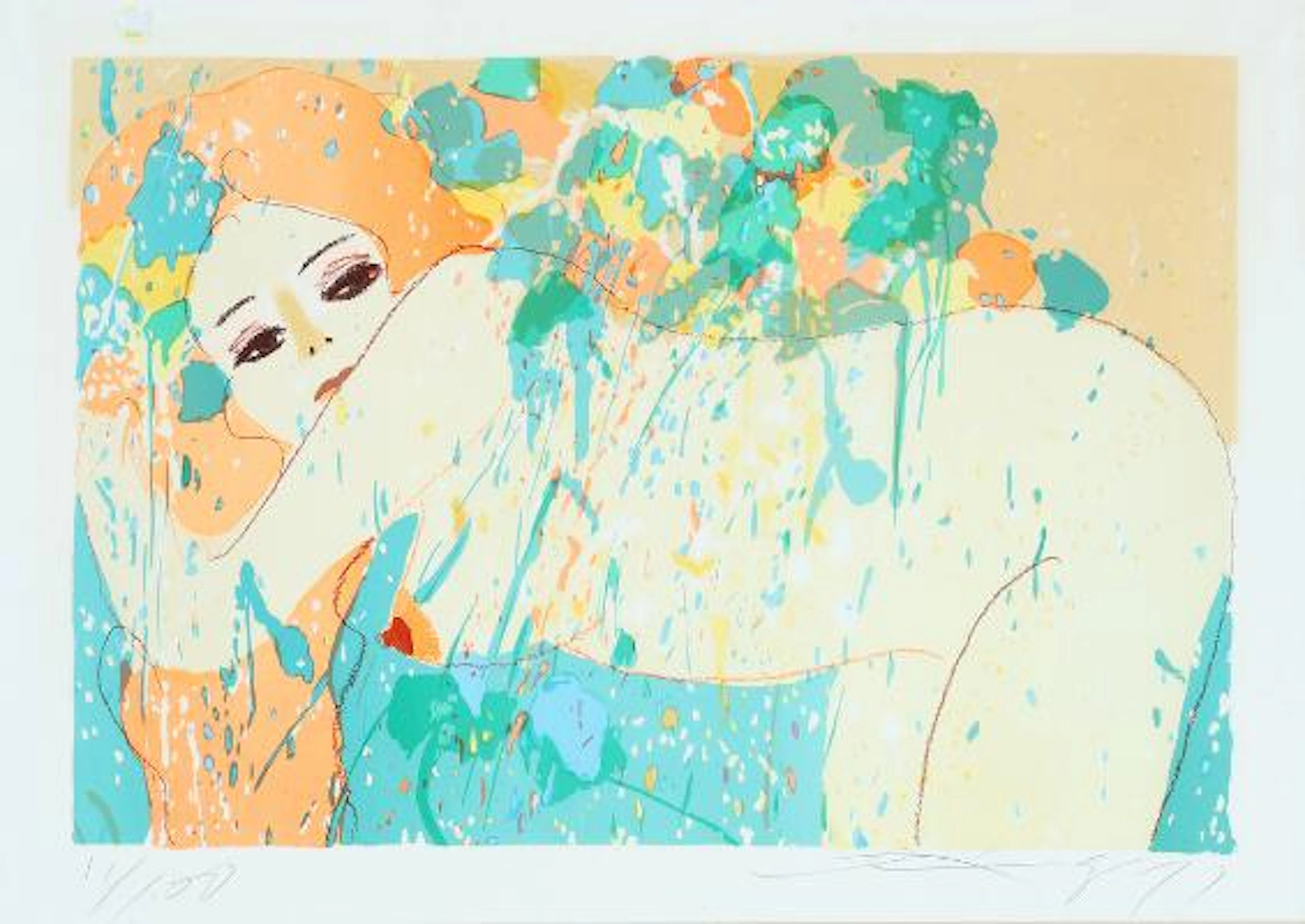 Walasse Ting: Untitled. Signed Ting 77, 11/100. Lithograph in colours.