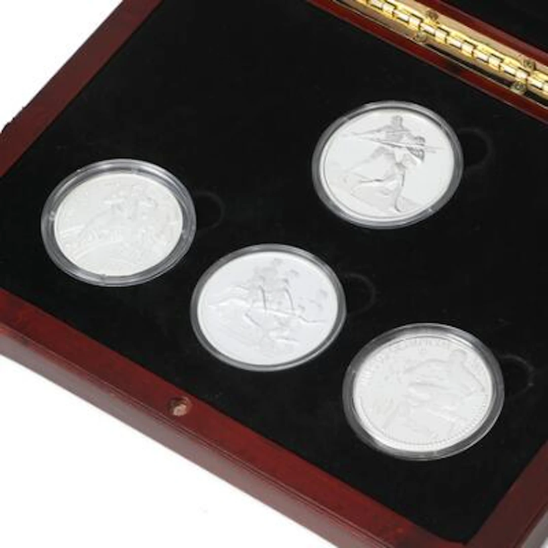 Collection of silver coins commemorating the Athens 2004 Olympic Games