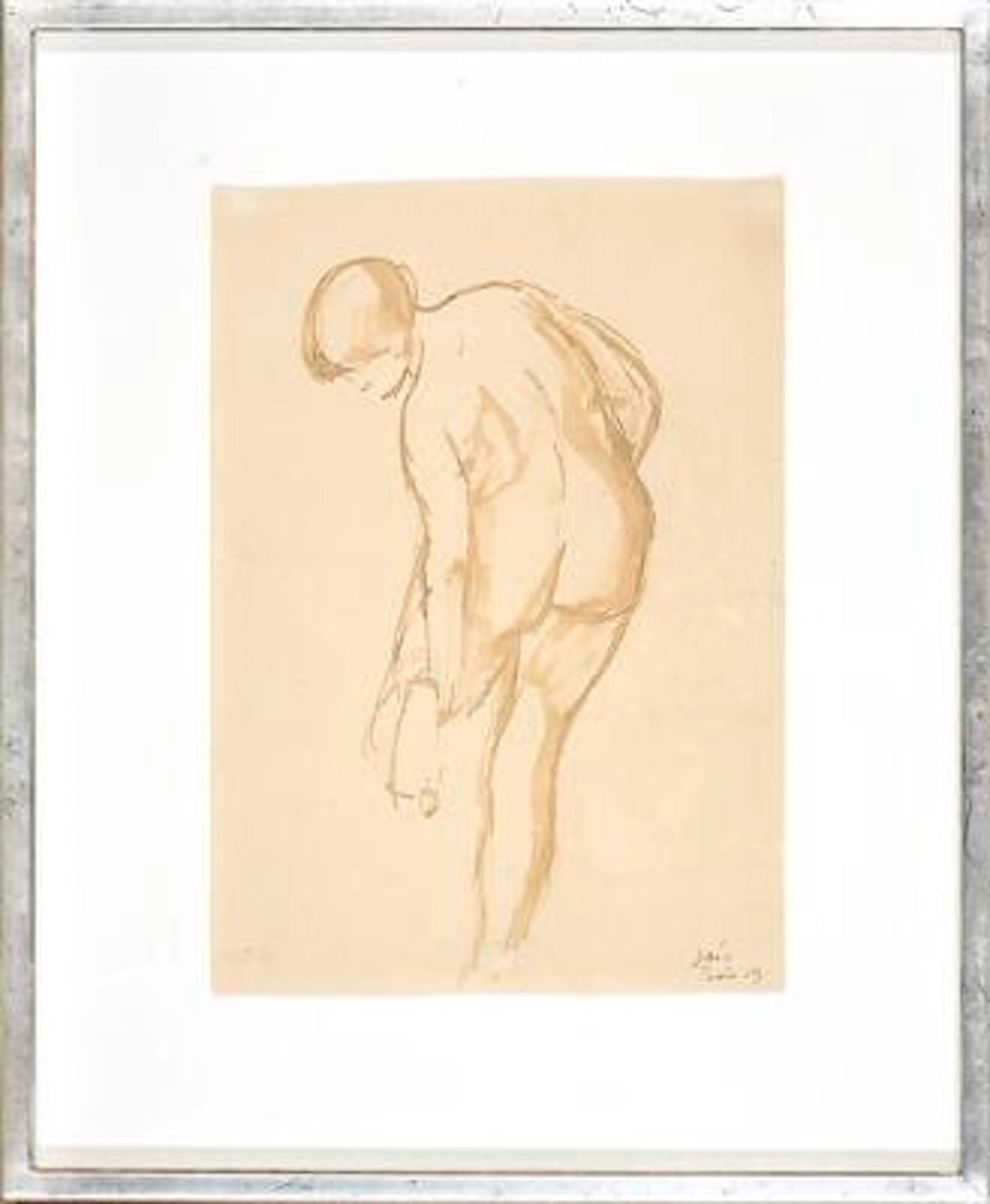 Jais Nielsen: Female model. Signed Jais Paris 13. Watercolour on paper.