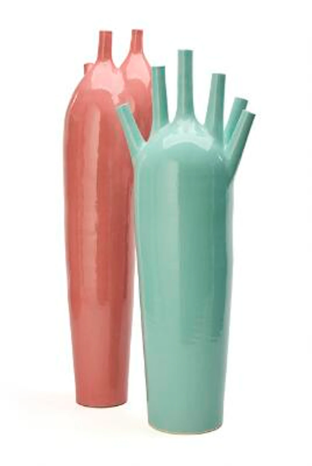 Danish ceramicist: Two sculptural earthenware floor vases, decorated