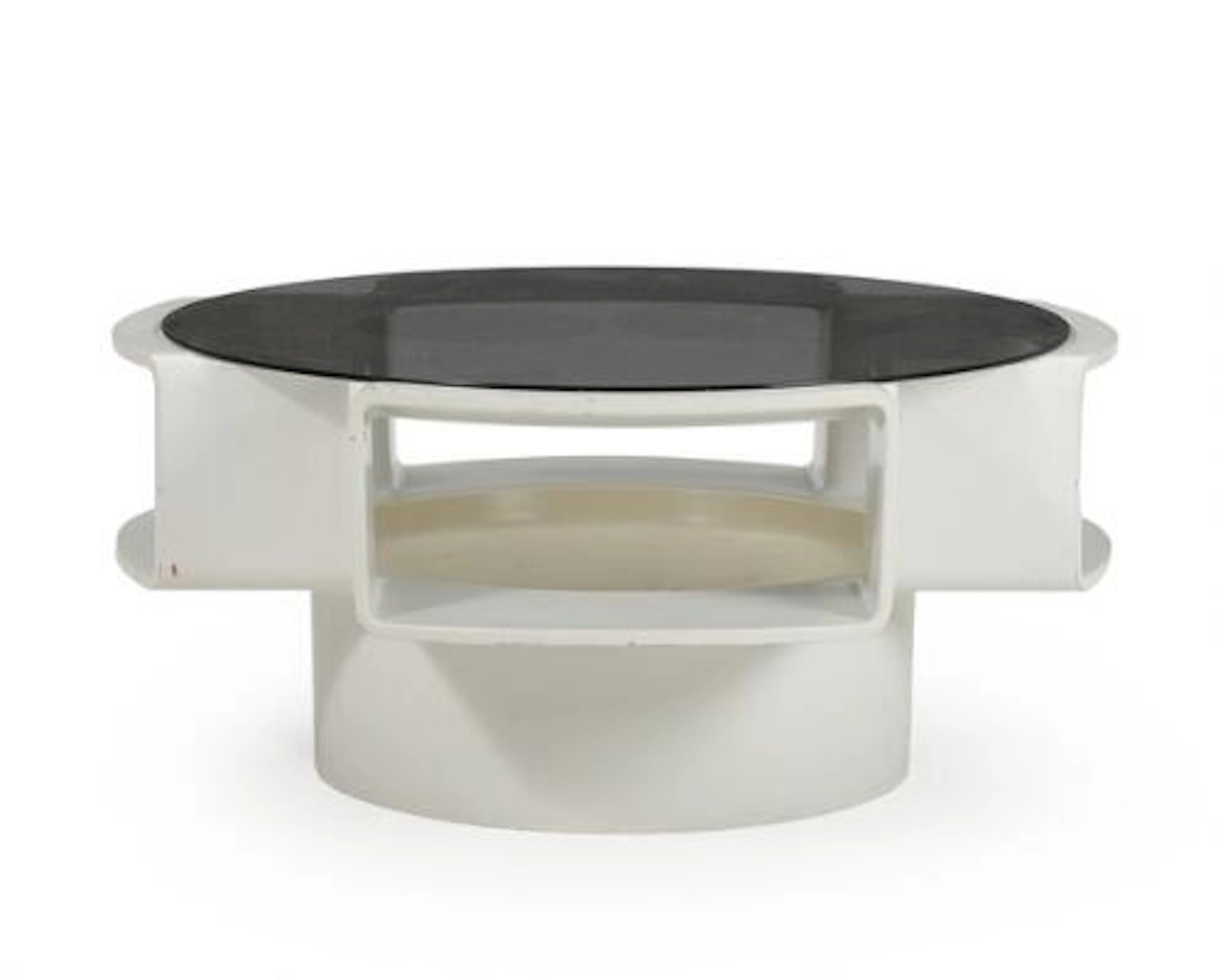 Dutch furniture design: "Orion". A white polyurethan coffee table