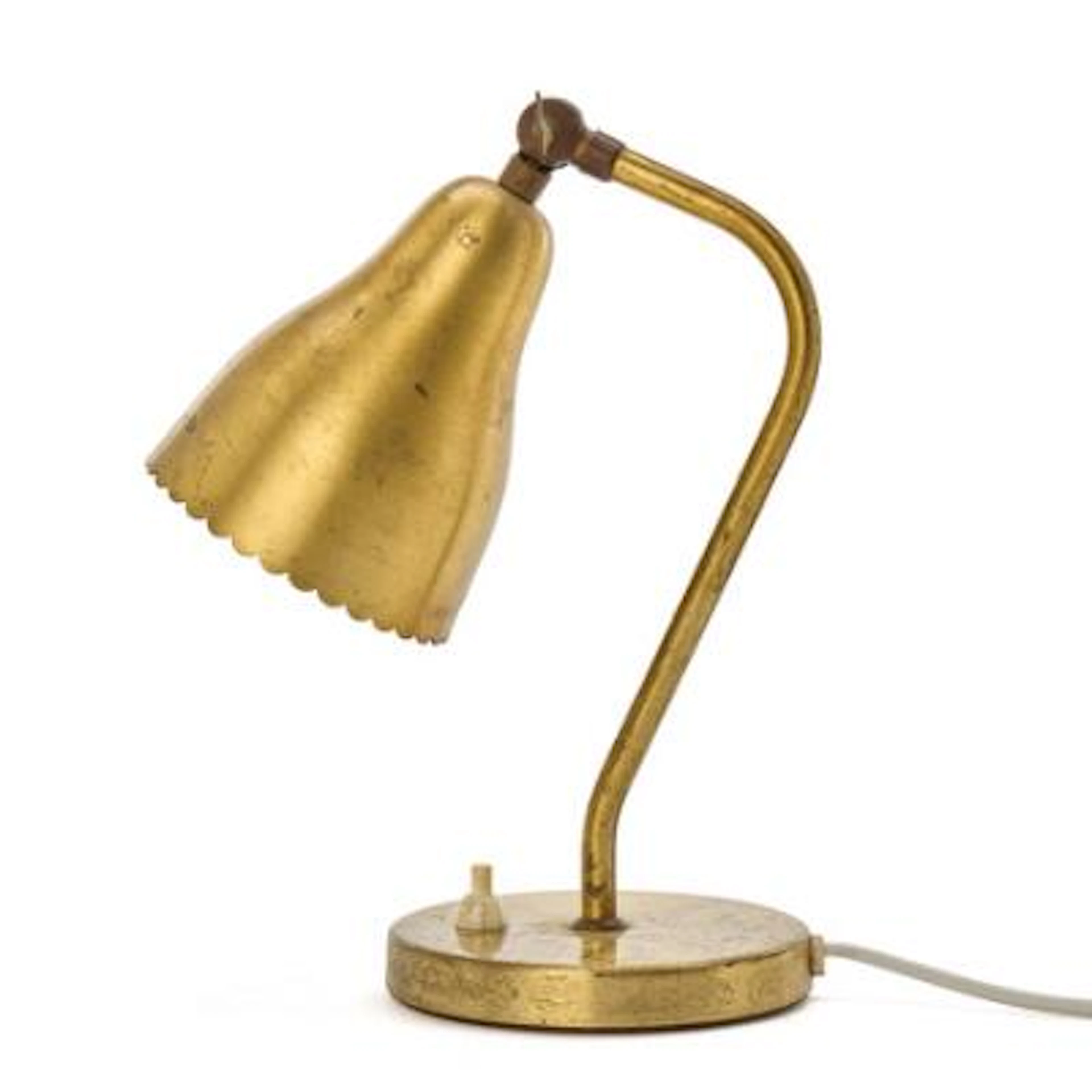Scandinavian design: Small table/wall lamp in patinated brass. H.